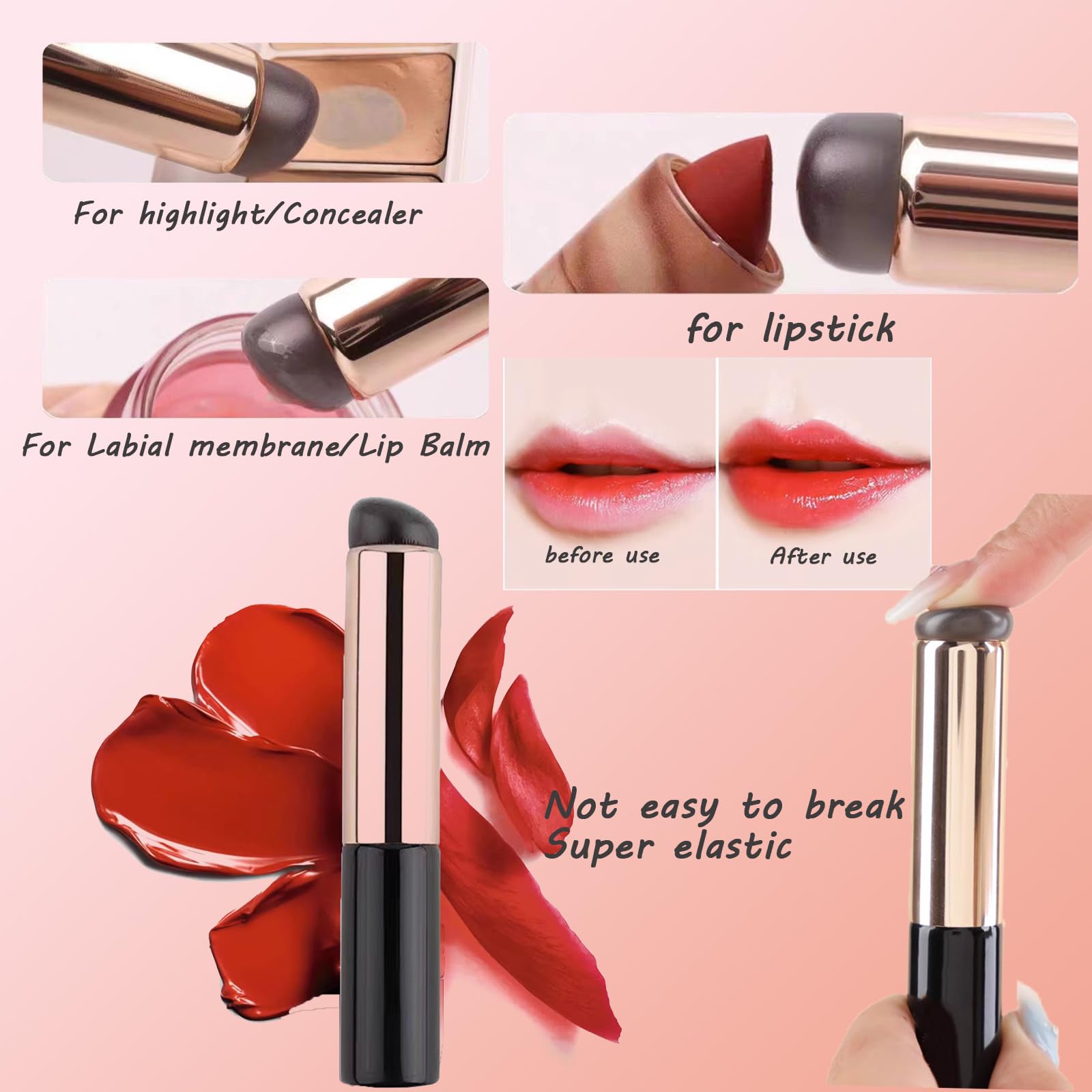 Mini Concealer Lip Oil Brush For Concealer, Lipstick, Lip Mask,Makeup Dip Lip Gloss,Apply Lipstick Easily Travel Lip Balm Brush