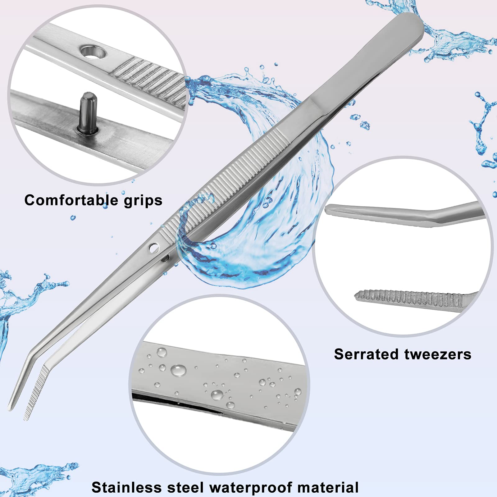 Stainless Steel Tweezers With Curved Serrated Tip Multipurpose Tweezers Sewing Machine Tweezers Forceps Tweezers For Craft, Silv