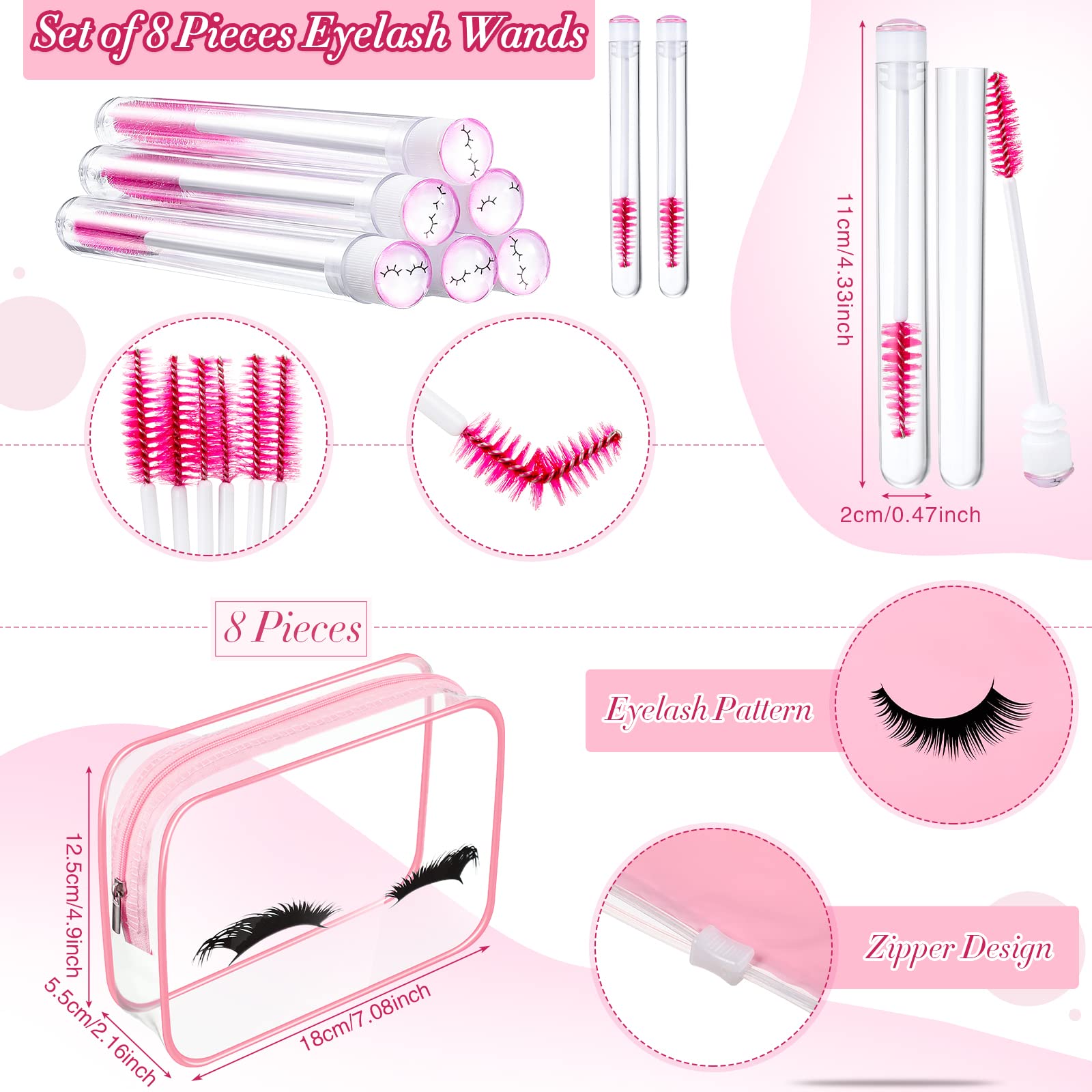 8 Pcs Lash Shampoo Brushes Set Eyelash Aftercare Bag Disposable Mascara Tubes Foam Pump Bottle Extension Aftercare Instructions
