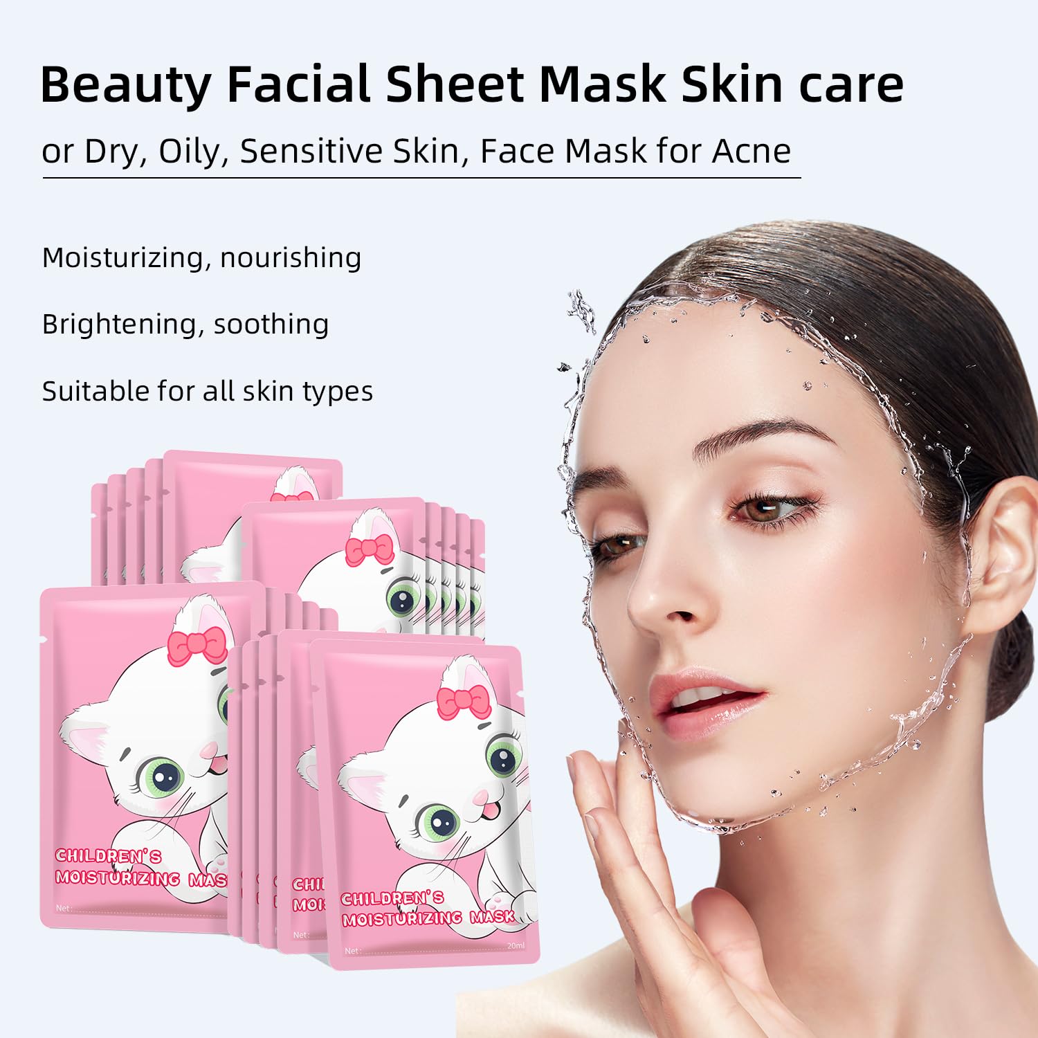Irev Sheet Mask Skin Care, Animal Character Sheet Masks, Face Mask Skincare, Beauty Facial Mask Spa Face Mask, Soothing Face She