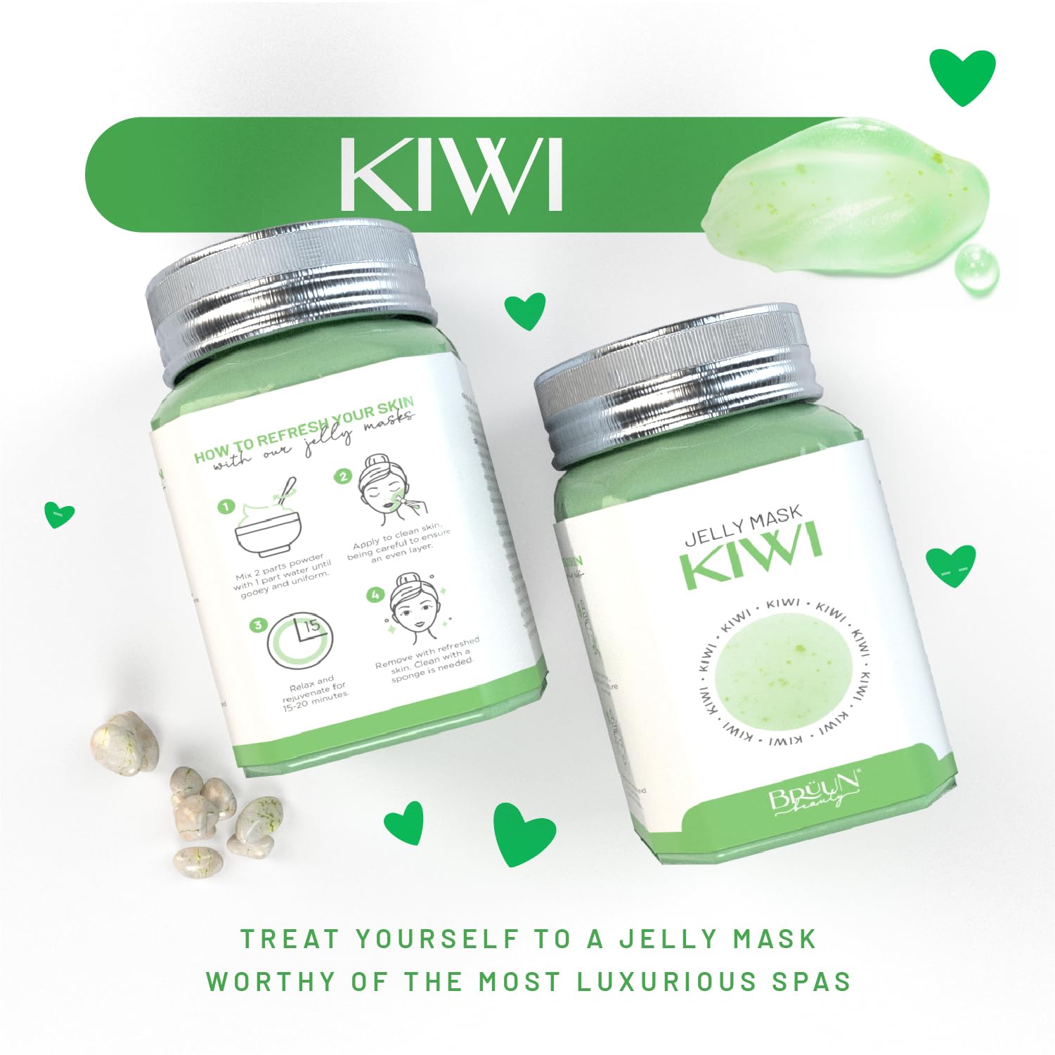 Brun Peel-Off Kiwi Jelly Mask For Face Care - A 23 Fl Oz Rubber Mask Jar For 30 To 35 Treatments - A Skin Care Moisturizing Gel