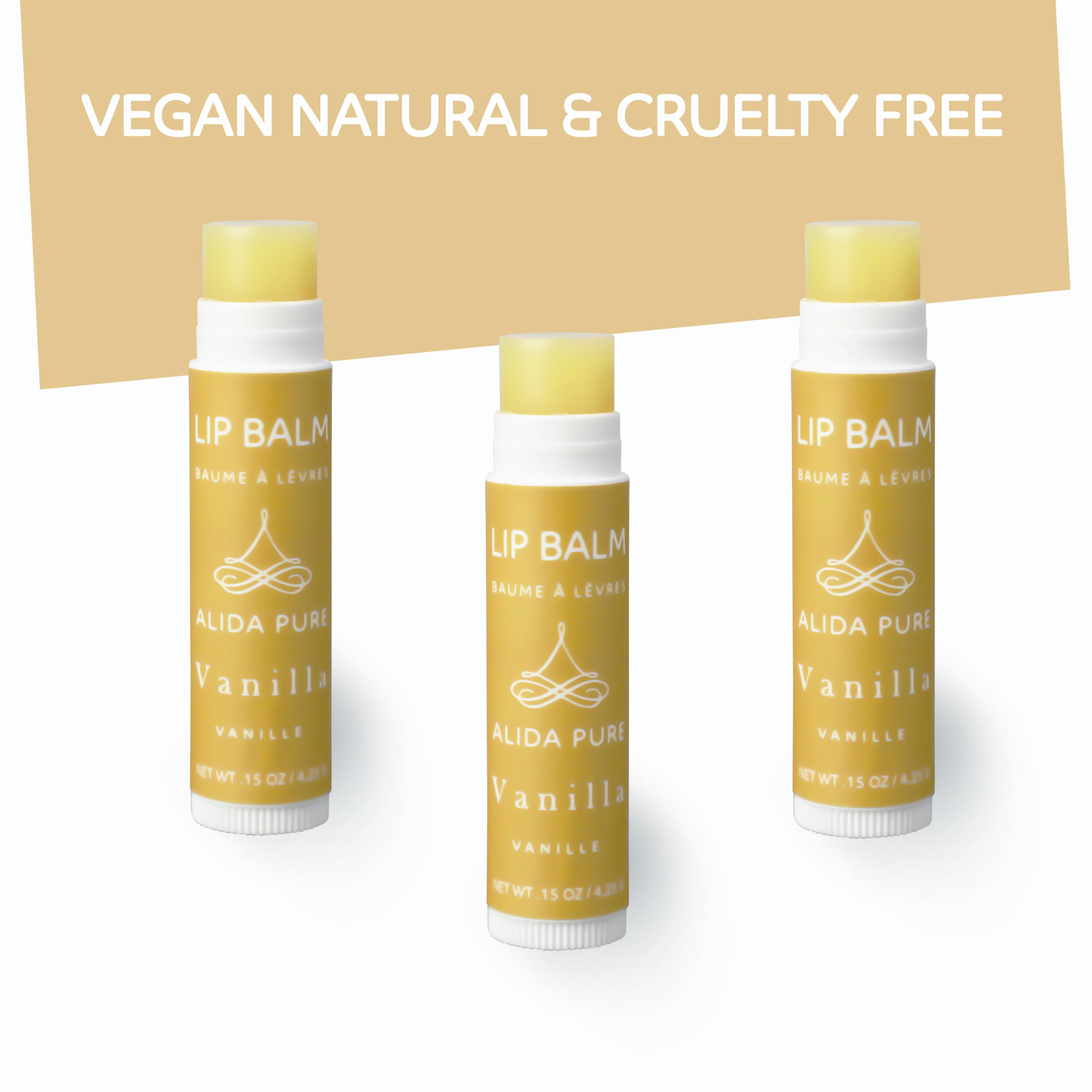 Alida Pure Vanilla Lip Balm Collection, Vegan Lip Balm Set, Beeswax Free, With Avocado Oil, Organic Jojoba Oil, And Vitamin E, N