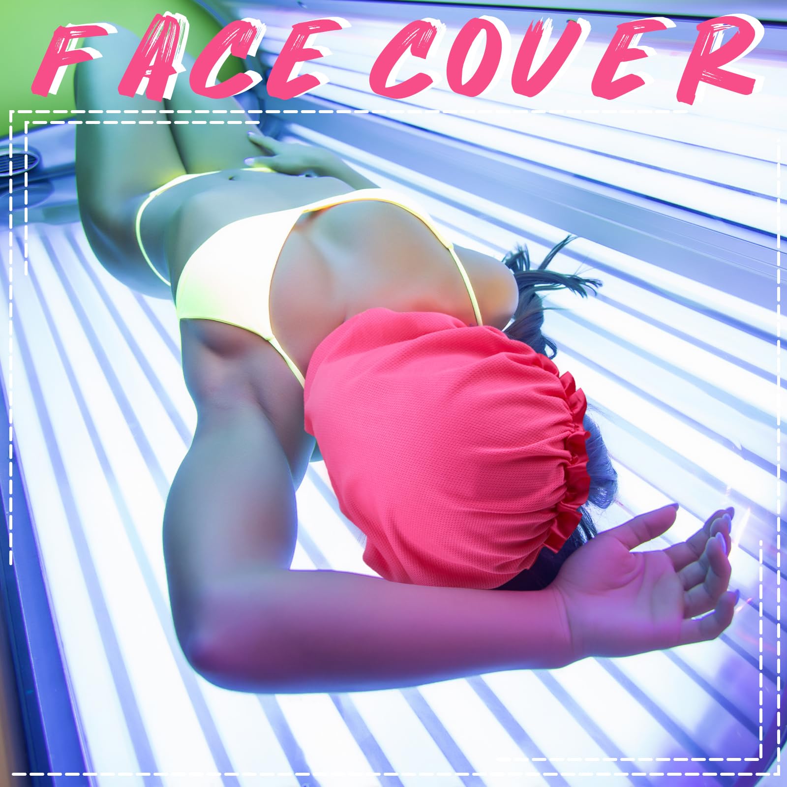 Vinsatin 4 Pcs Uv Protection Tanning Face Cover And Bonnet Cap Set Include 2 Pcs Tanning Hair Cap And 2 Pcs Face Tanning Mask Pr