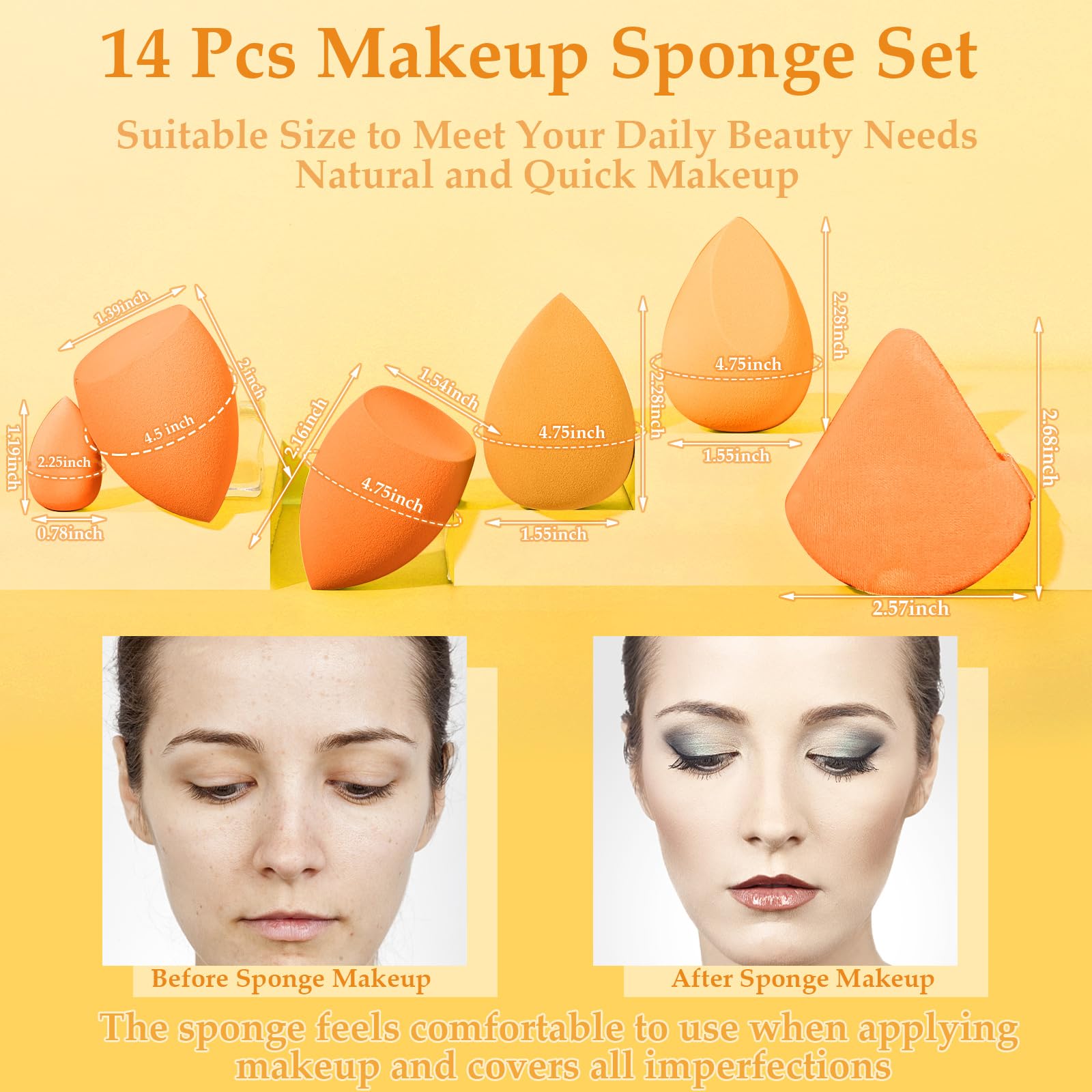 14 Pcs Makeup Sponge Set,Beauty Sponges Blender With 4 Pcs Powder Puff And 4 Pcs Mini Make Up Sponges Birthday Gift,Mother 'S Da
