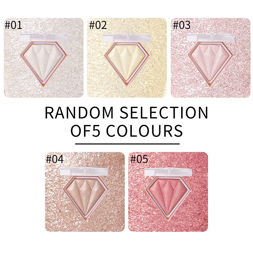 Akary Face Glitter Blush Pink Shimmer Highlighter Blusher Powder Makeup Cosmetics Facial Contour Corrector Shine Rouge (#01 Pear