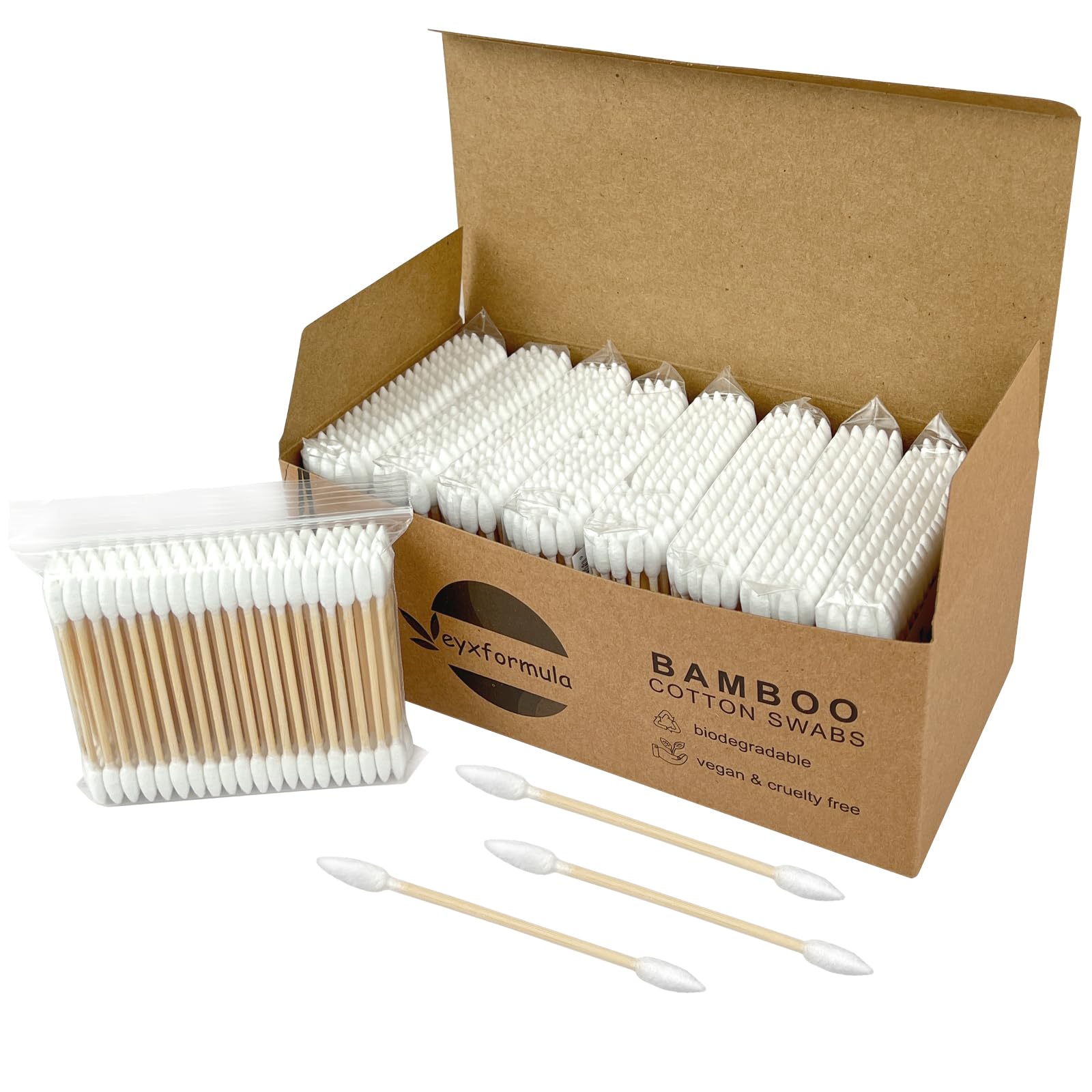 900 Count Cotton Swabs - Double Precision Tips Cotton Swabs With Bamboo Sticks, Ideal For Makeup Touch-ups & Cleaning (Double Po