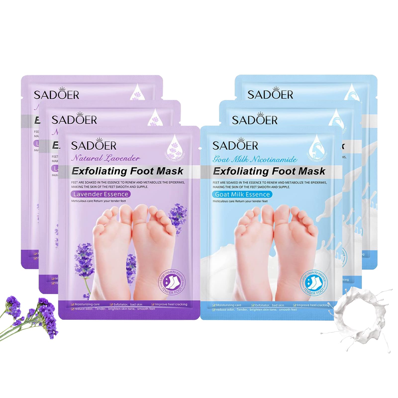 Permotary Foot Peel Mask - 6 Pack - Original Exfoliant Foot Peel - Feet Callus Remover & Dead Skin Remover, Moisturizing Feet, B