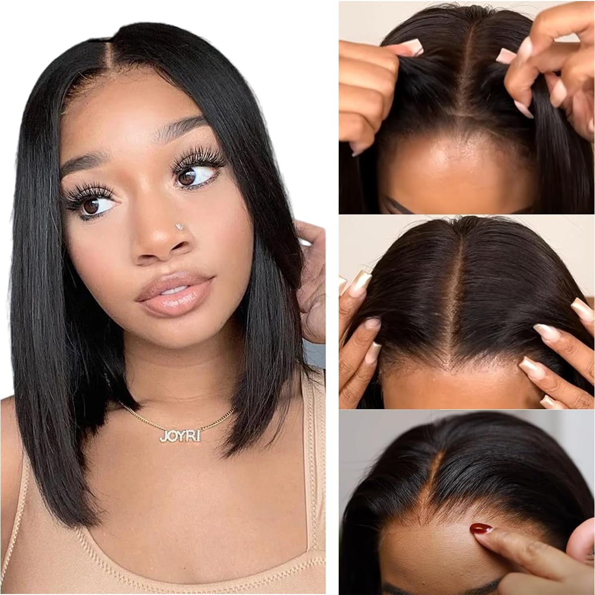 Maytune Wear And Go Glueless Bob Wigs Human Hair Pre Plucked Pre Cut Upgrade 4X4 Hd Lace Closure Wigs Human Hair For Beginners S