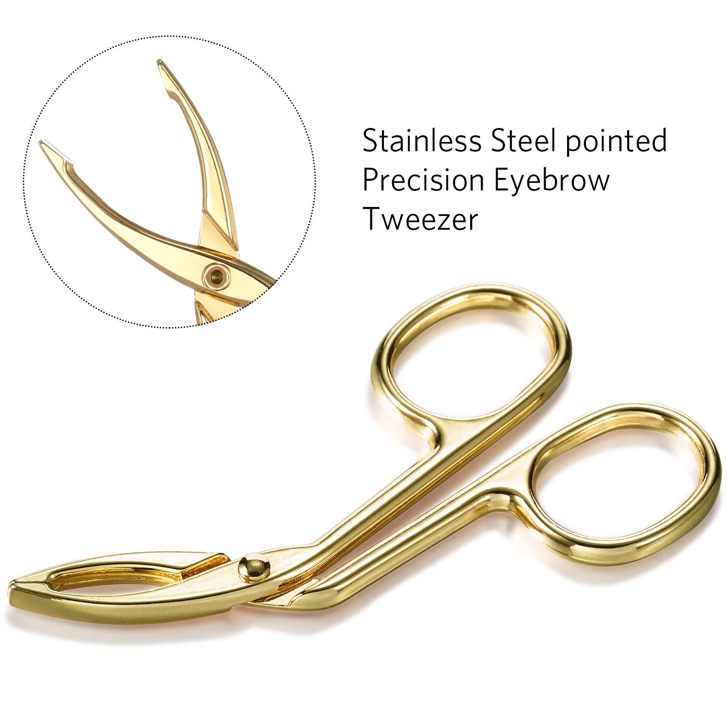 Hicarer 3 Pcs Eyebrow Tweezers Scissor Handle Straight Tip Scissor Shaped Eyebrows Tweezers For Hair Plucker Remover Facial Hair
