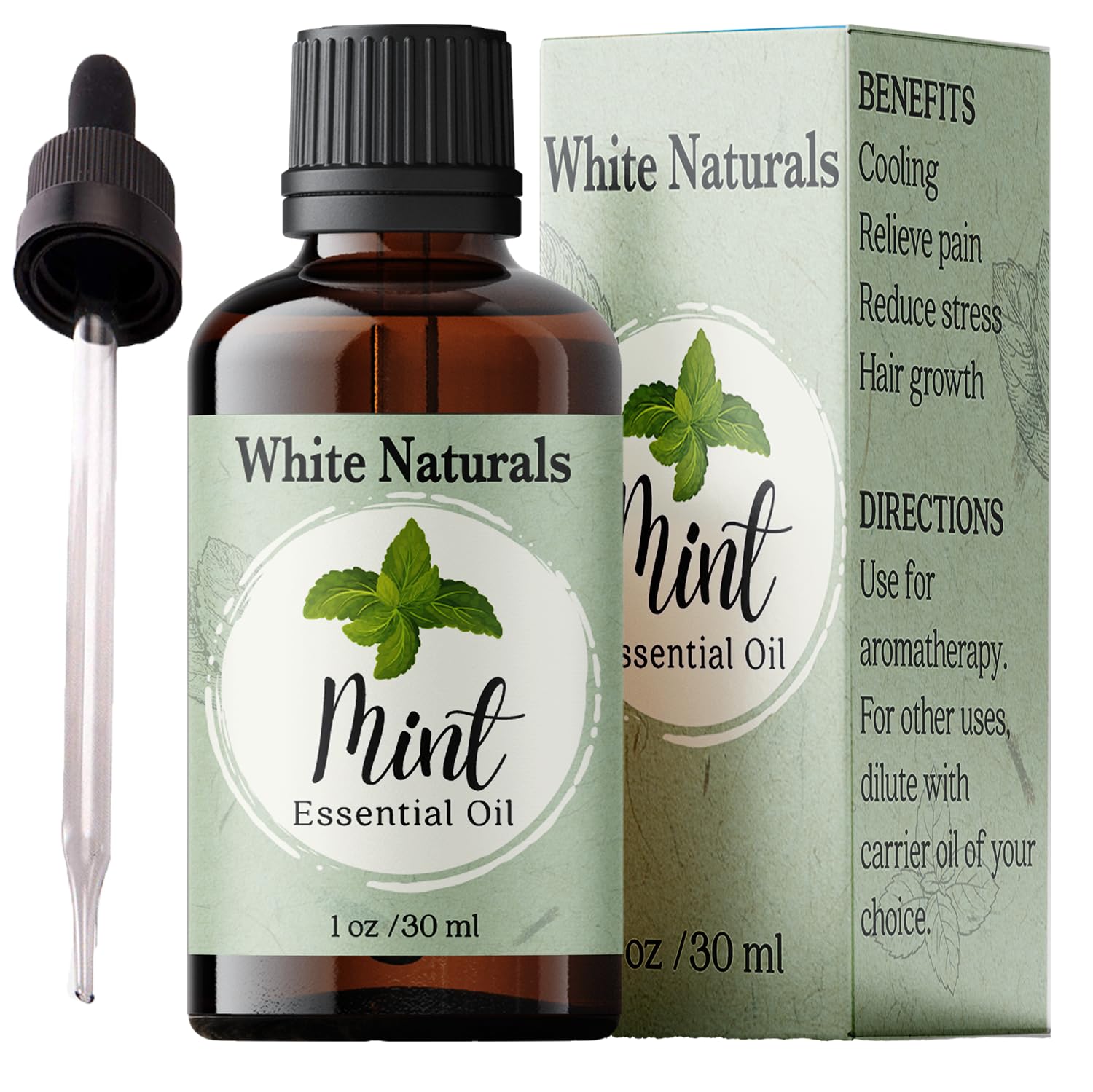 Organic Mint Essential Oil, Refreshes & Energizes The Spirit and Body, 100% Pure Natural Mint Oil for Diffuser, Aromatherapy, Ha