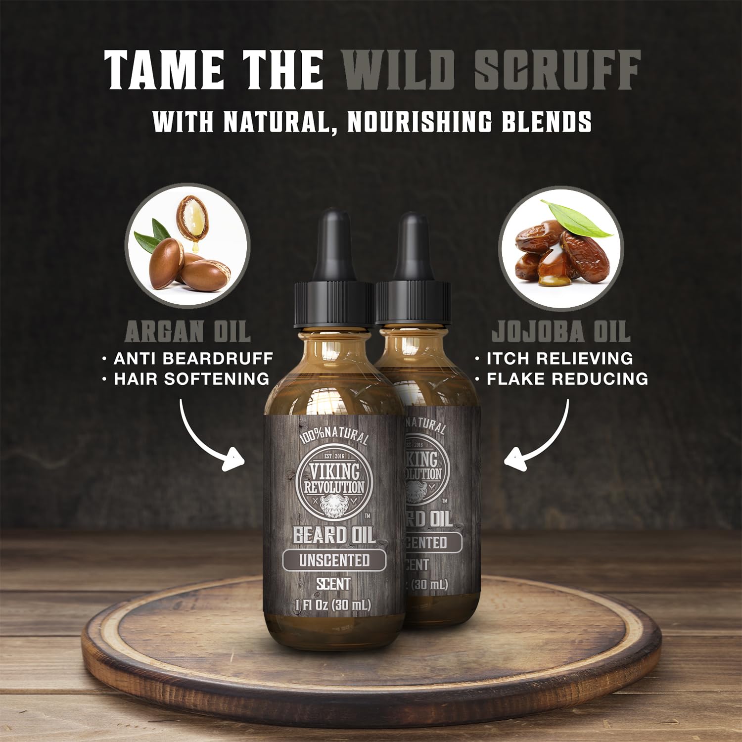 Viking Revolution Men'S Beard Oil With Argan And Jojoba Oils - Natural Softener And Conditioner, Strengthens And Moisturizes (Un