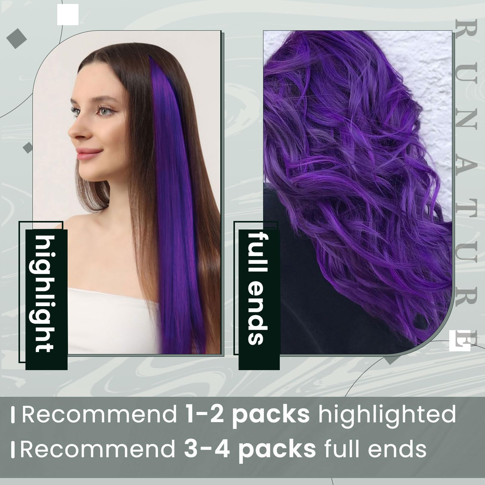 Runature Clip In Hair Extensions Real Human Hair 18 Inch Clip In Hair Extensions Purple Human Hair Clip In Extensions Purple Hai