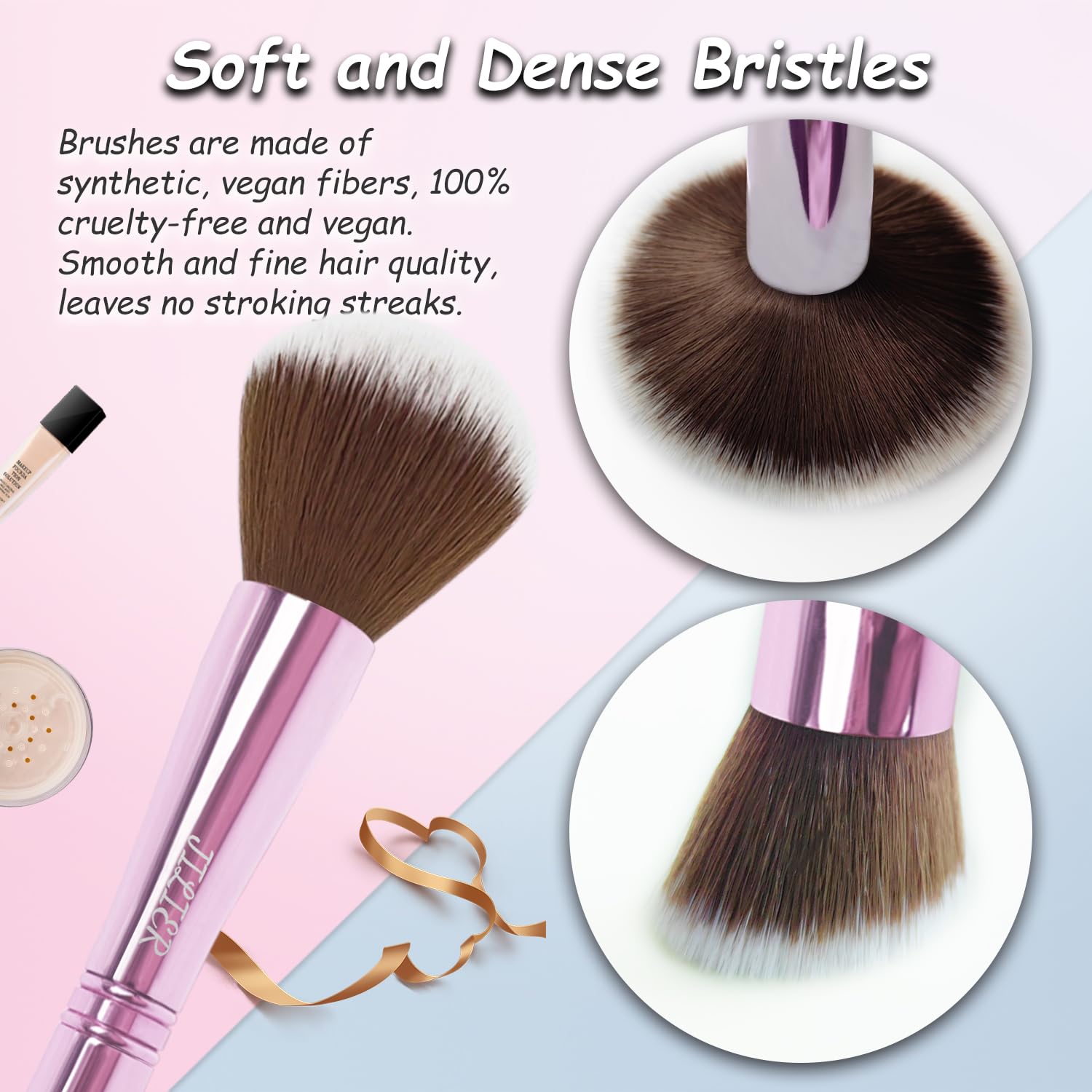 4 In 1 Makeup Brush Set, Travel Makeup Brushes With Case, Foundation Brush/Blush Brush, Eyeshadow Powder Brush,Concealer Brush (