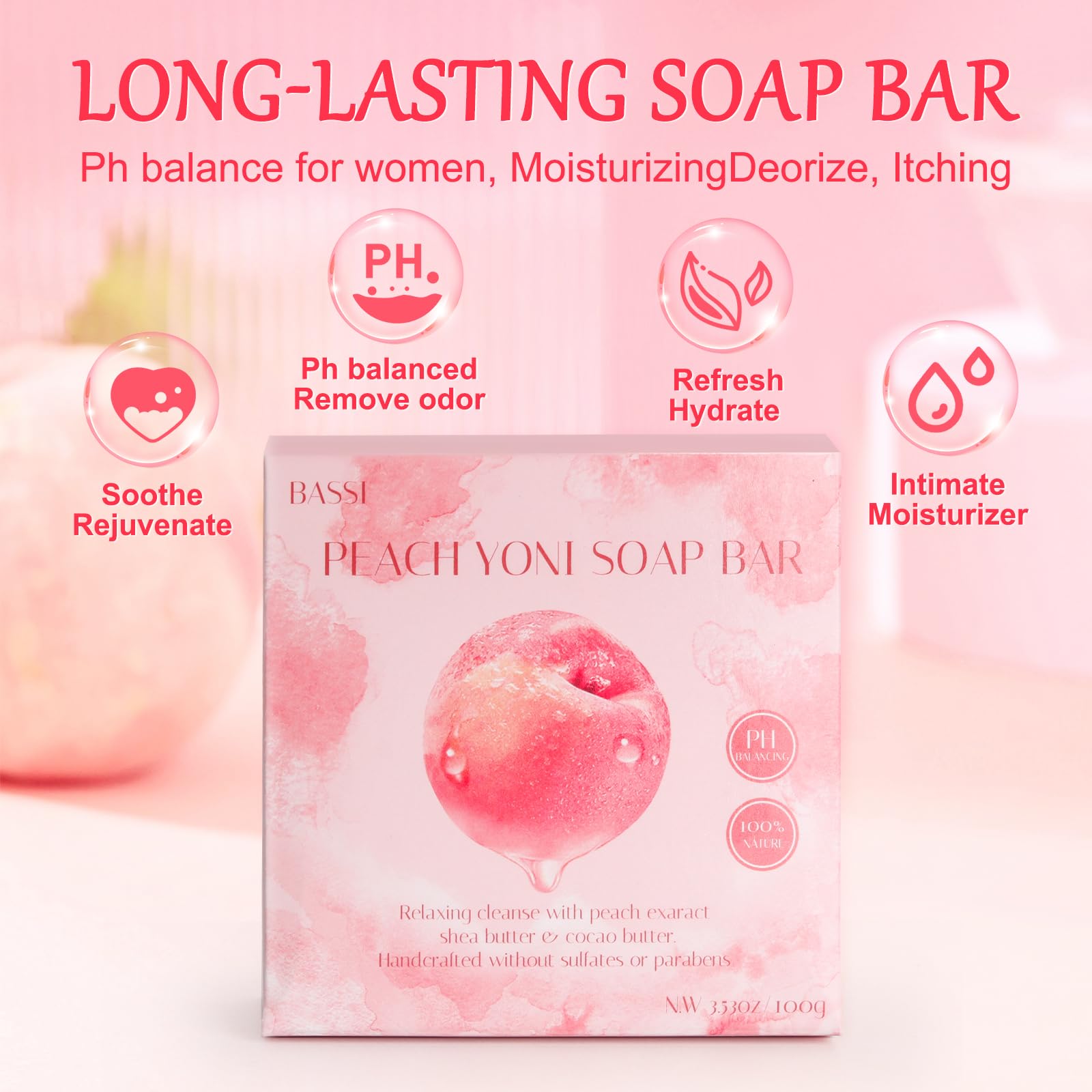 Yoni Soap Bars Feminine Wash 2 Pcs, 100% Natural Organic Yoni Bar Soap For Women Ph Balance Yoni Wash Eliminates Odor Moisturizi