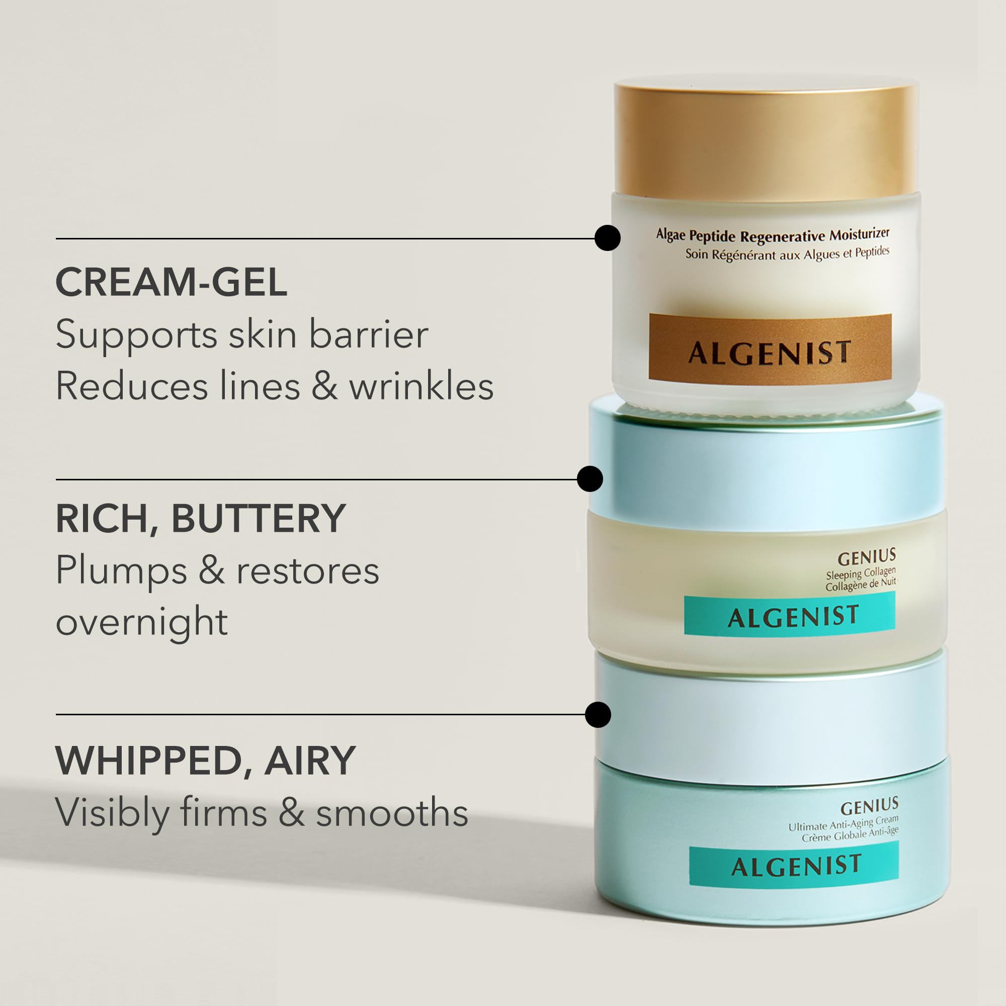 Algenist Genius Sleeping Collagen Night Cream - Firming Face Cream With Collagen, Collagen Amino Acids And Ceramides For A Visib