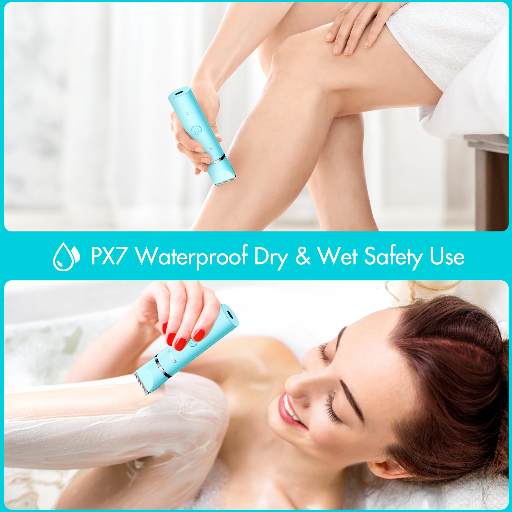 Sanyune Bikini Trimmer For Women, 2 In 1 Electric Women Pubic Hair Trimmer, Portable Ladies Shaver With 2 Trimmer Heads Waterpro