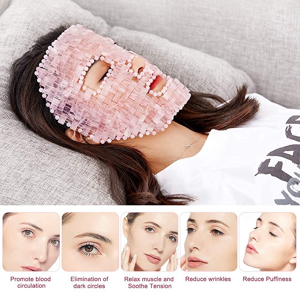 Ideayard Rose Quartz Mask|100% All Natural Jade Face Mask|Diminish Puffiness|Soothe Eye Fatigue|Dark Circles Face Caring