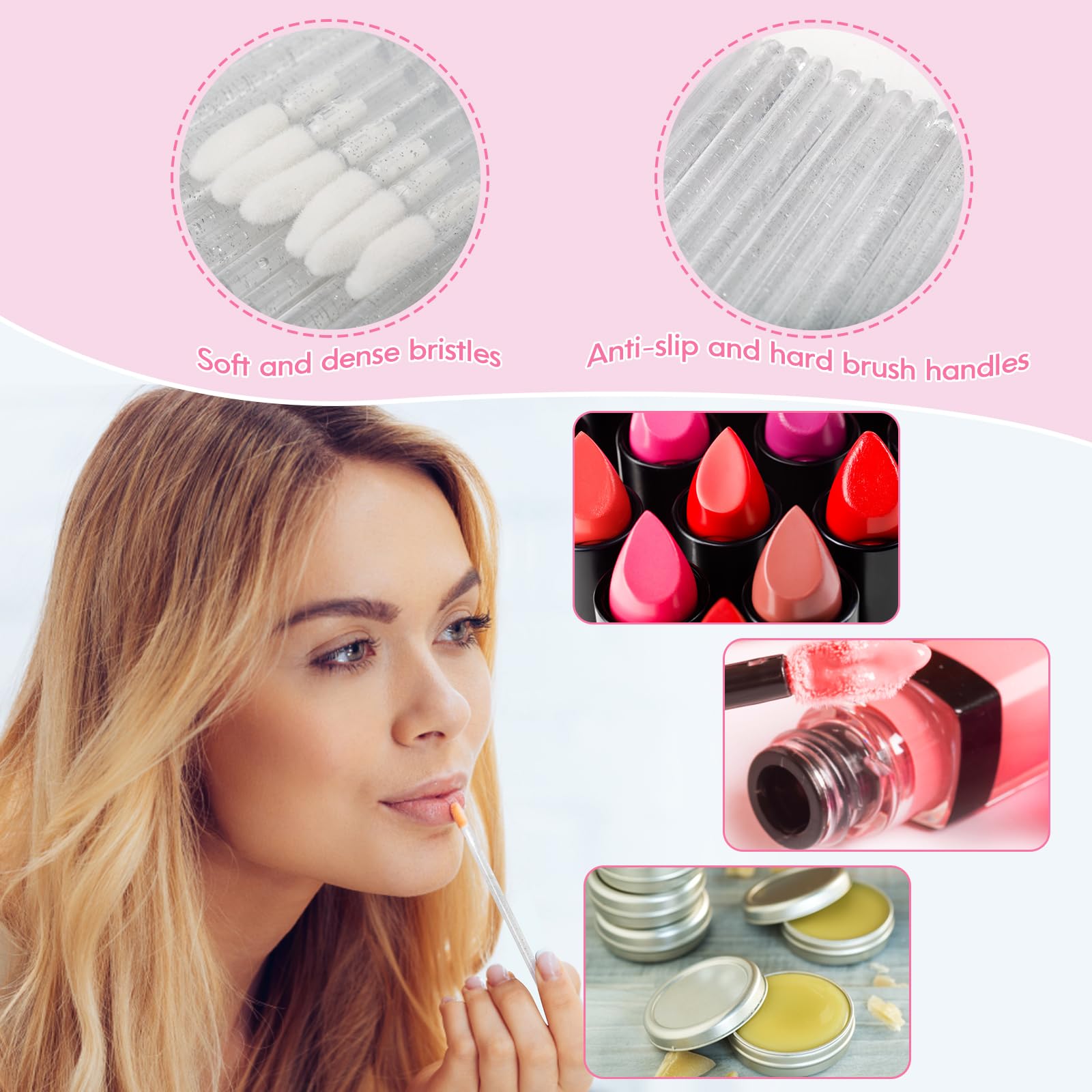 G2Plus 300Pcs Crystal Eyelash Extension Supplies Kit, 100Pcs Disposable Lip Wands, 100Pcs Mascara Brush Applicators, 100Pcs Glit