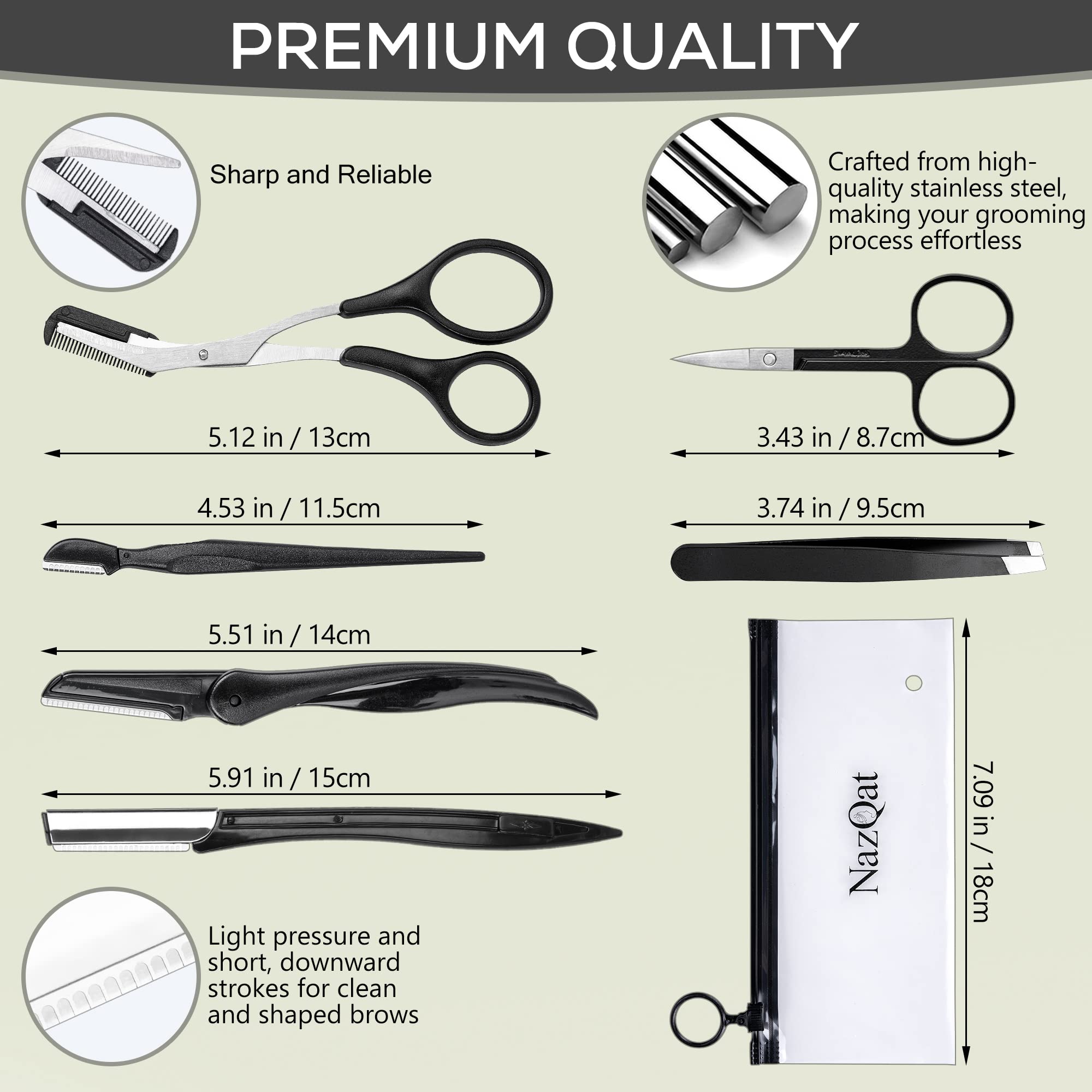 Nazqat Eyebrow Kit - Multipurpose Eyebrow Grooming Kit For Women & Men For Eyebrow Trimming, Shaping, And Exfoliating - Includes