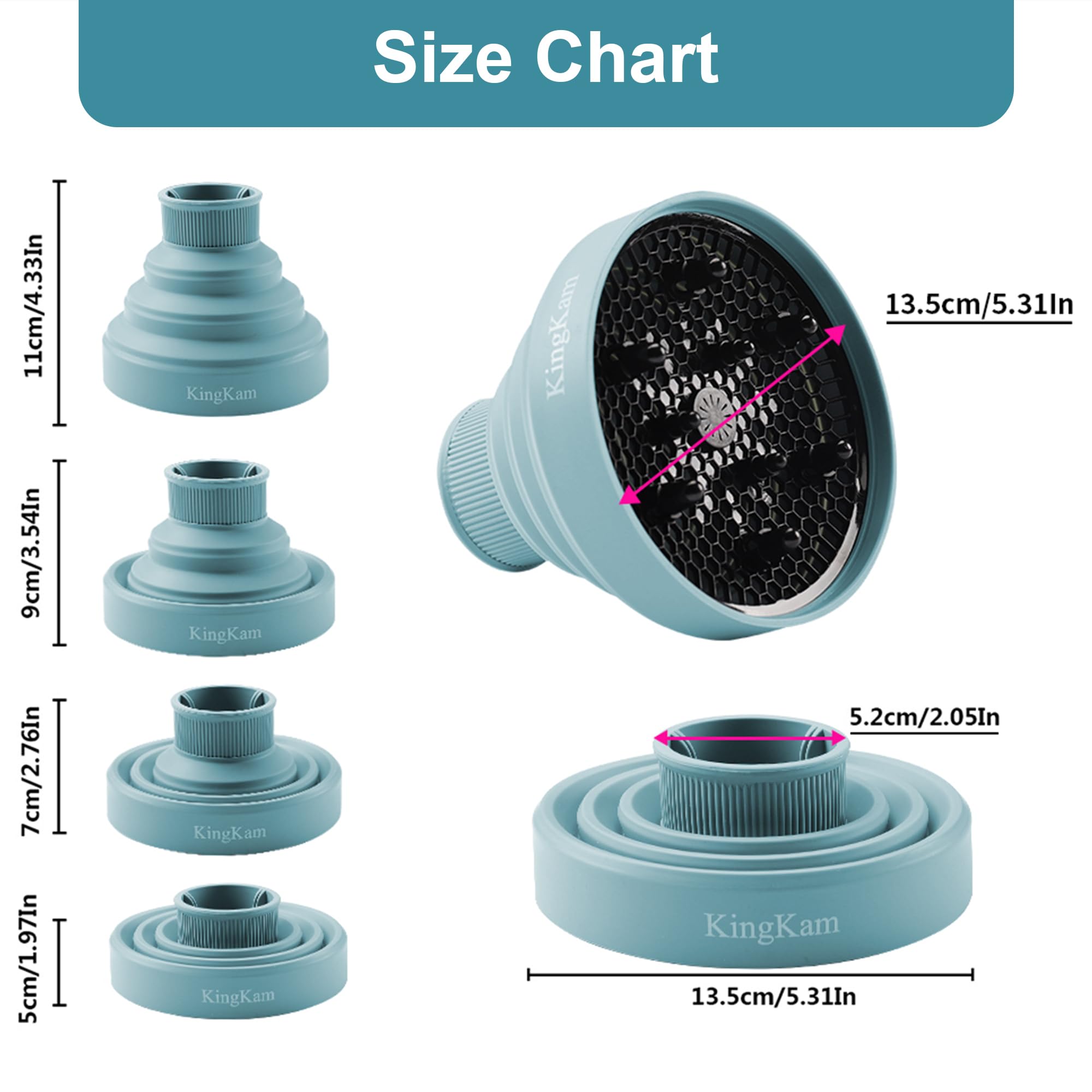Collapsible Silicone Hair Dryer Diffuser - Travel And Easy Storage - Fit Nozzle Diameter D-1.575Inch To 1.968 Inch (4-5Cm)