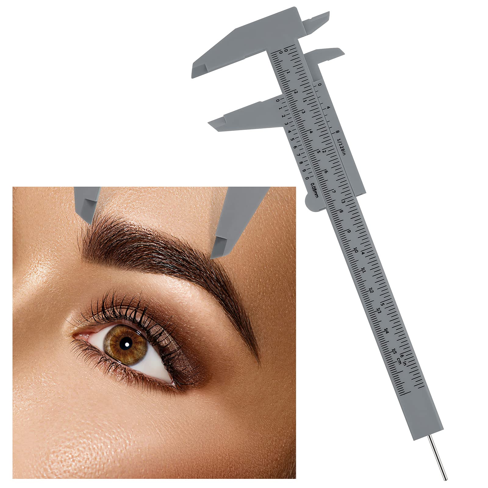 Frienda 5 Pieces Eyebrow Measuring Ruler, Brow Mapping Ruler Tool, Mini Vernier Caliper Double Scale Plastic Ruler, Sliding Gaug