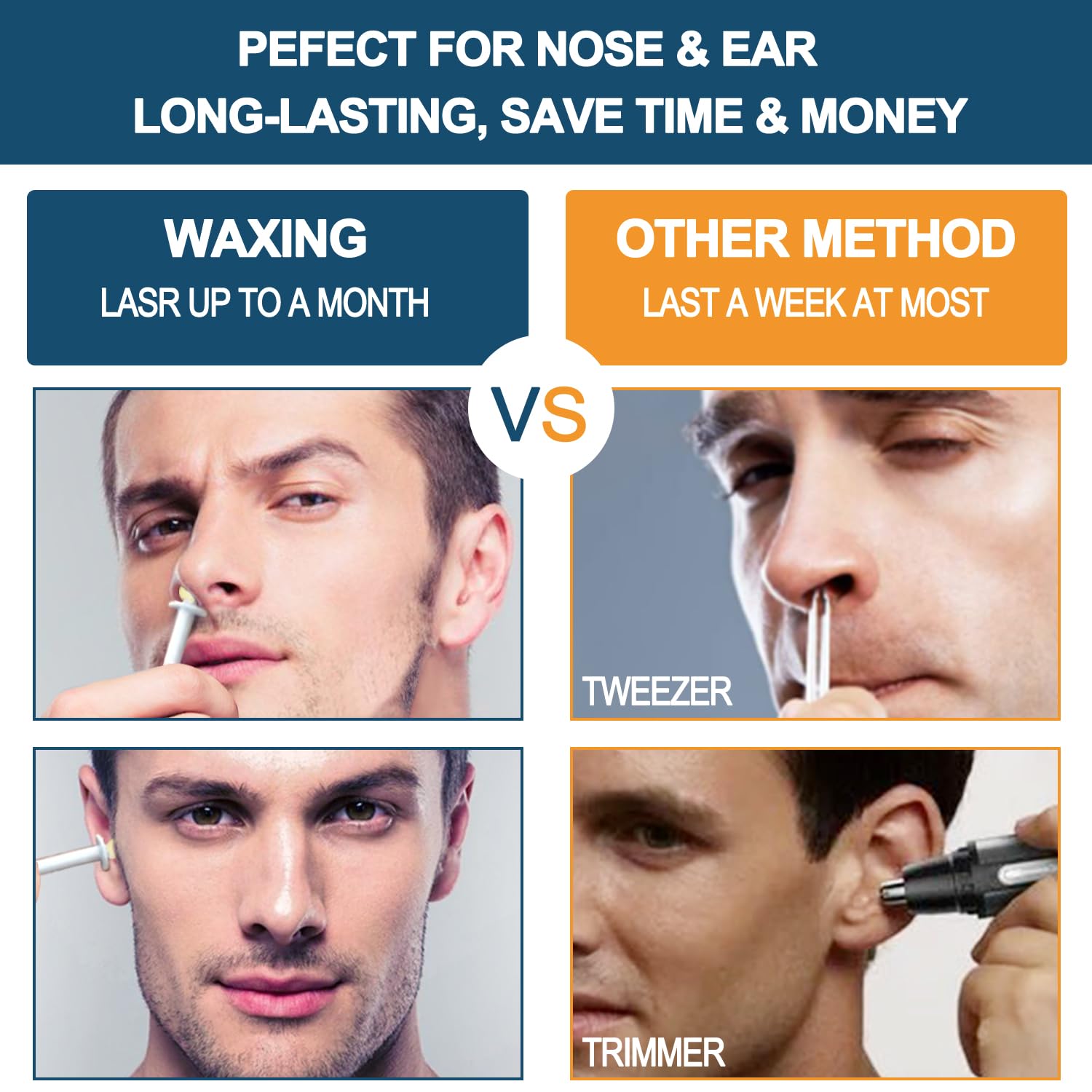Hypoallergenic Nose And Ear Waxing Kit For Men And Women - 120G With 42 Wax Sticks, 21 Post-Waxing Wipes, 21 Mustache Guards By
