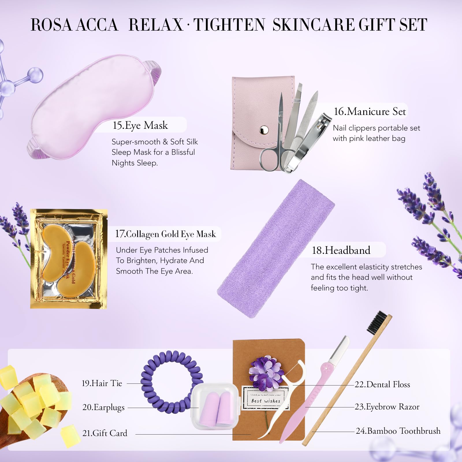 Facial Skin Care Set & Spa Kit - Mothers Day Gift Ideas, Self-Care Relaxation Gifts, Skin Care Collection With Essential Oils, H