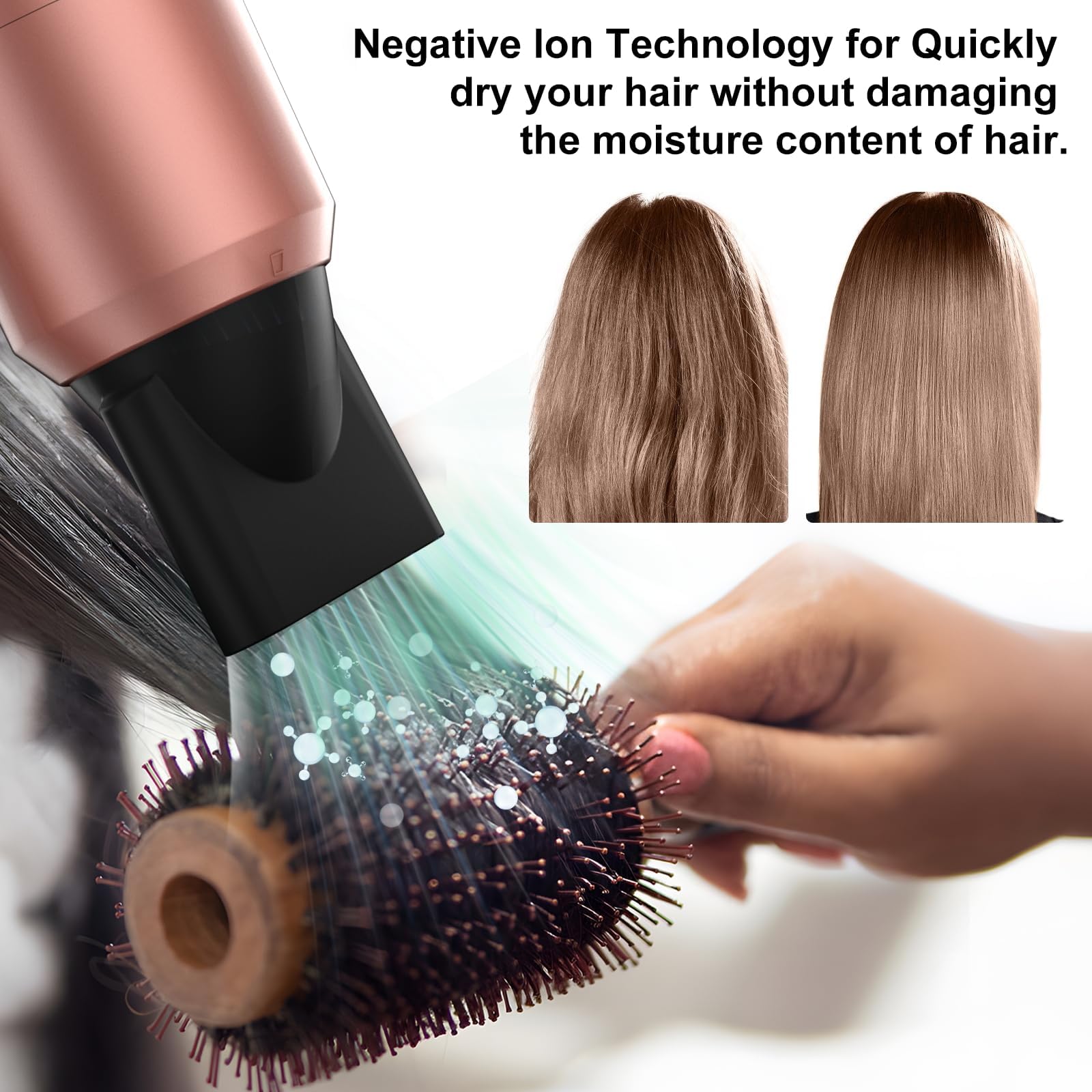 Shrate Ionic Hair Dryer, Professional Salon Negative Ions Blow Dryer, Powerful 1800W For Fast Drying, 3 Heating/ 2 Speed, Cool B