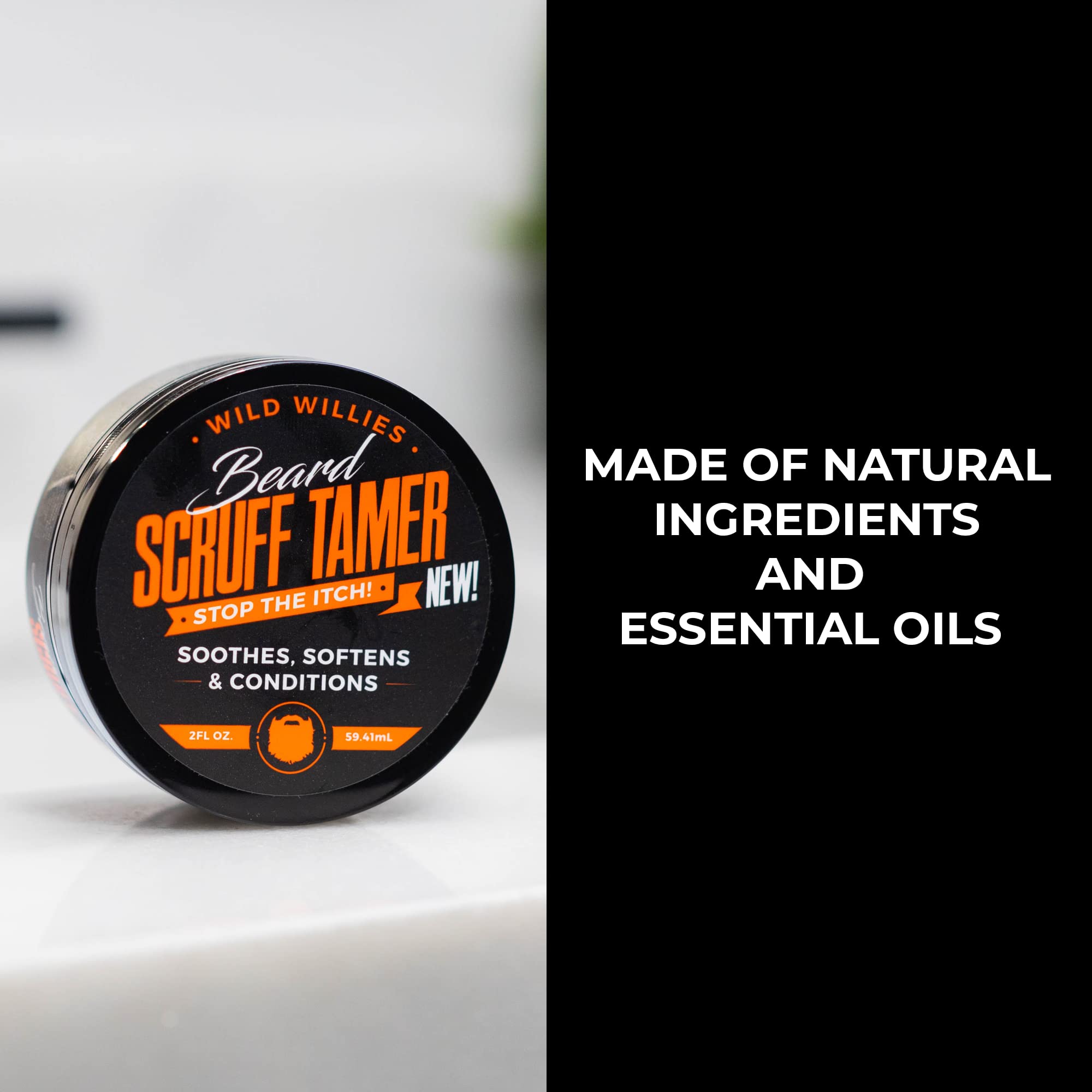 Wild Willies Beard Cream - Scruff Tamer For Short Beards & Stubble, Soothes & Nourishes With Green Tea Extract & Aloe Vera Gel