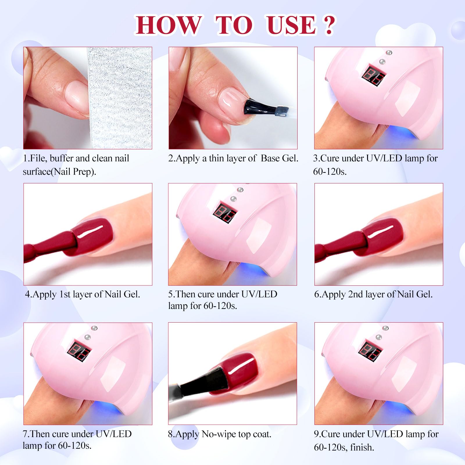 Meet Across 12Pcs Gel Nail Polish Set,Soak Off Uv Led Lamp Gel Nail Polish Kit,Fashion Shimmer Nail Art Design Gifts For Women M
