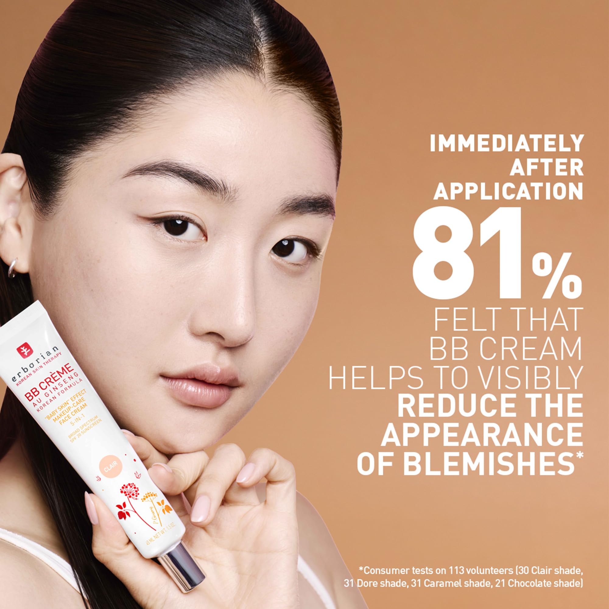 Erborian Bb Cream With Ginseng, Tan (Dore) - Lightweight Buildable Coverage With Spf 20 & Ultra-Soft Matte Finish Minimizes Pore