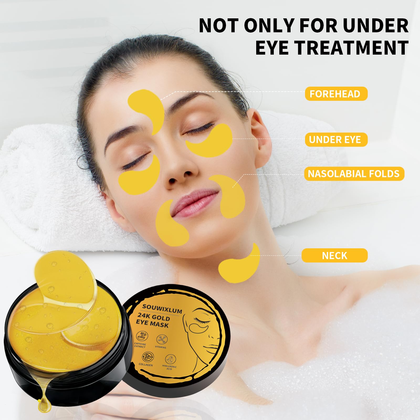 Under Eye Patches For Puffy Eyes 70Pcs, 24K Gold Eye Mask For Dark Circles And Puffiness, Under Eye Mask Patches Skincare, Eye G