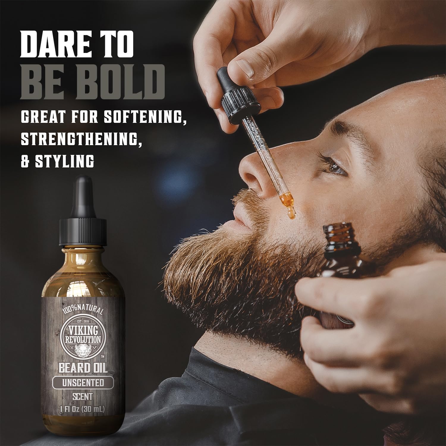 Viking Revolution Unscented Beard Oil For Men - Natural Mens Beard Oil With Argan Oil And Jojoba Oil - Beard Softener, Strengthe
