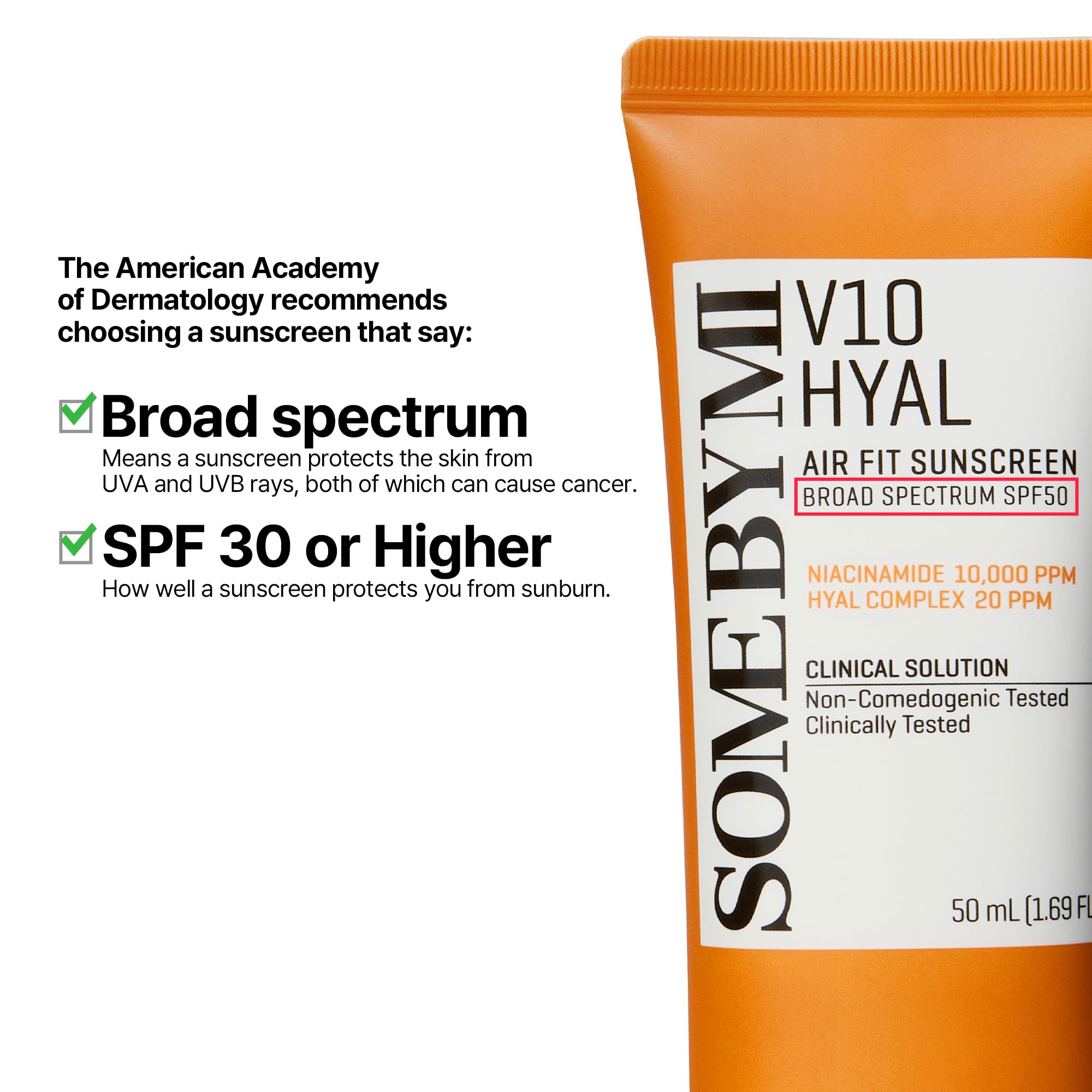 Some By Mi V10 Hyal Air Fit Sunscreen - 1.69Oz, 50Ml - Daily Niacinamide Spf 50 Korean Sunscreen For Face With Uv Protection - N