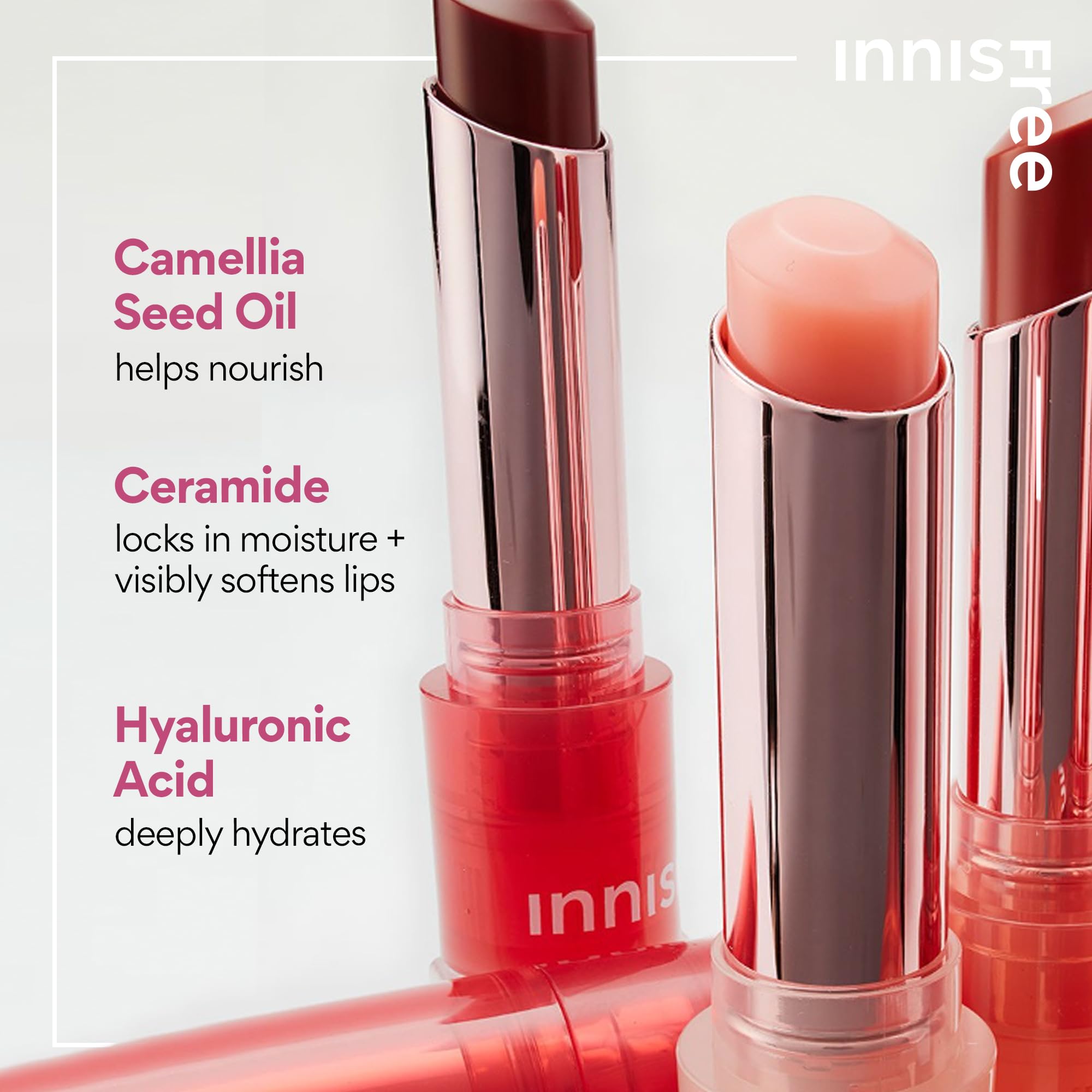 Innisfree Dewy Tint Lip Balm With Hydrating Hyaluronic Acid And Ceramides, Tinted Korean Lip Balm, Baby Pink