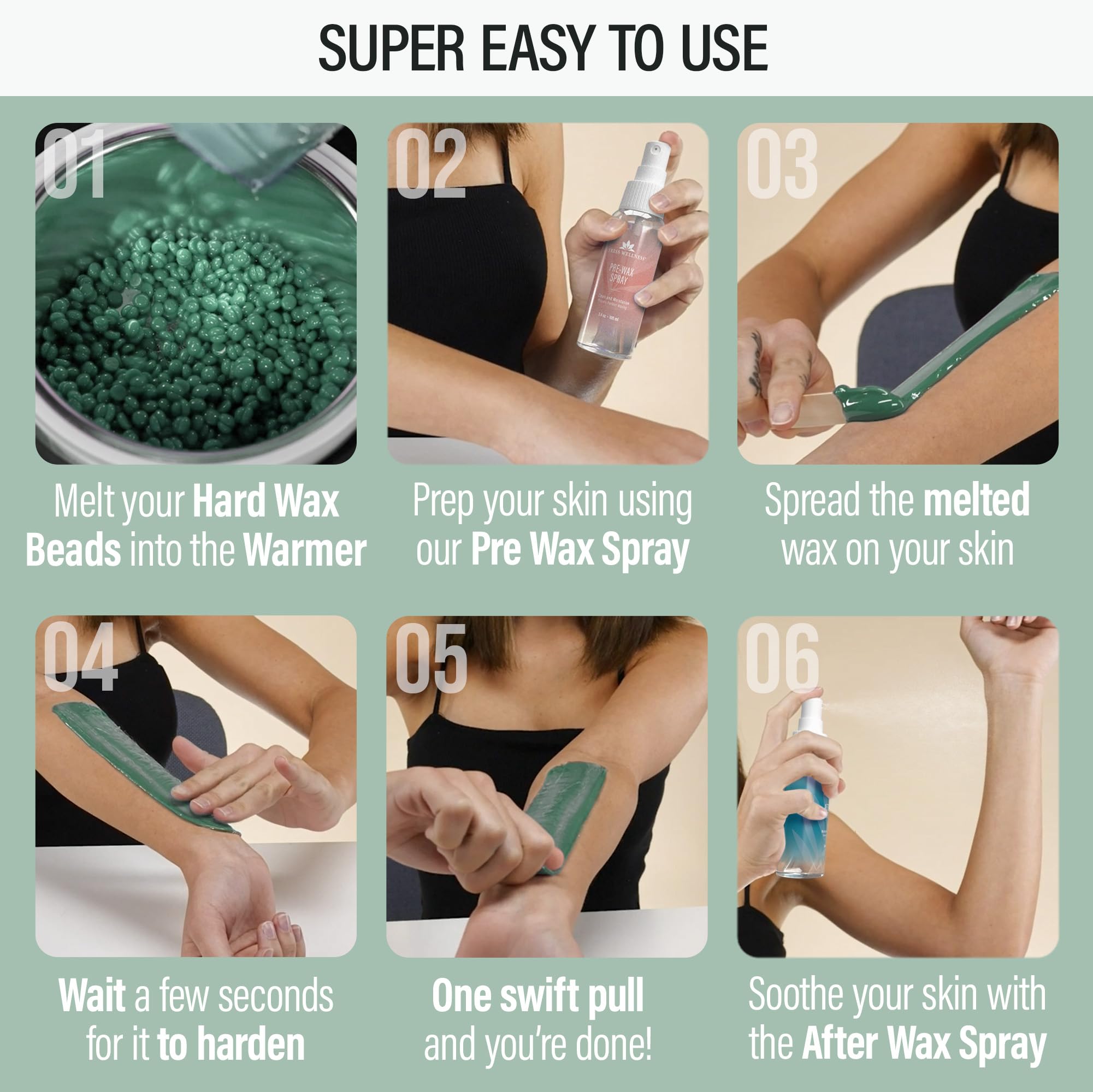 Tress Wellness Waxing Kit For Brazilian Wax - Easy To Use - For Sensitive Skin - Digital Display, Green Mountain