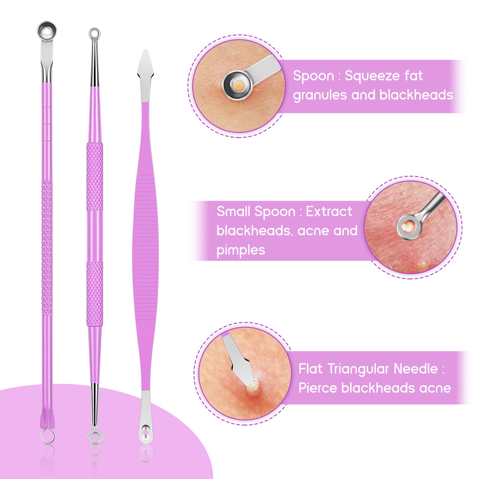 Blackhead Remover Tools, Morgles 15Pcs Pimple Popper Tool Kit Professional Stainless Comedone Pimple Extractor Tool For Blackhea