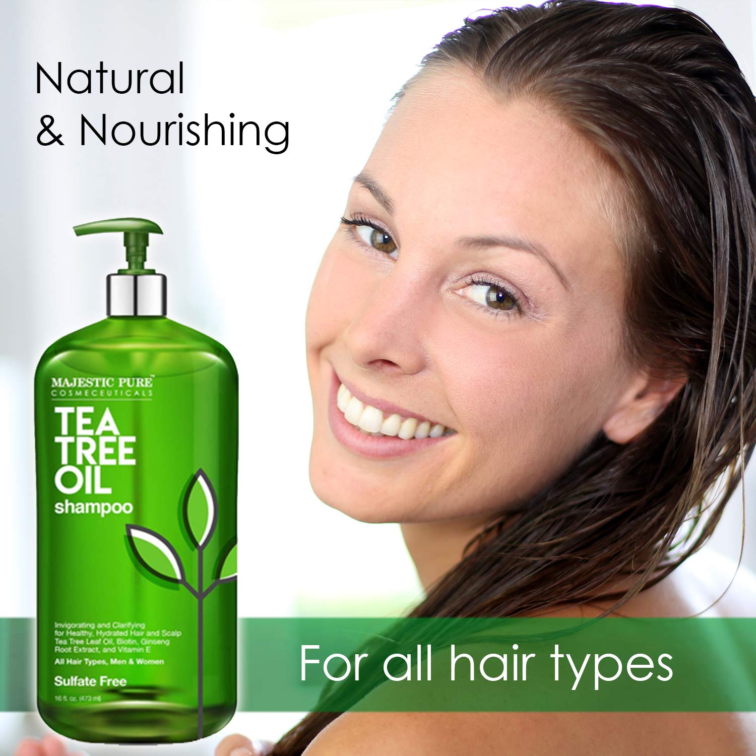 Majestic Pure Tea Tree Shampoo For Men And Women -16 Fl Oz - Hydrating Formula Fights Dandruff, Lice And Itchy, Irritating Or Dr