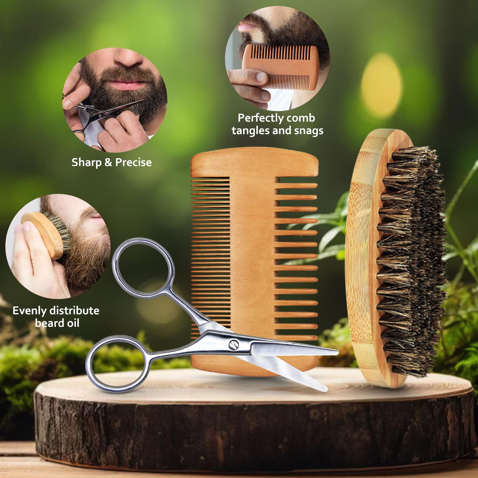 Raffin Beard Kit For Men, Birthday For Men'S Care W/Oil,Balm, Brush, Comb - Christmas Stocking Stuffers For Men, Presents For Hi