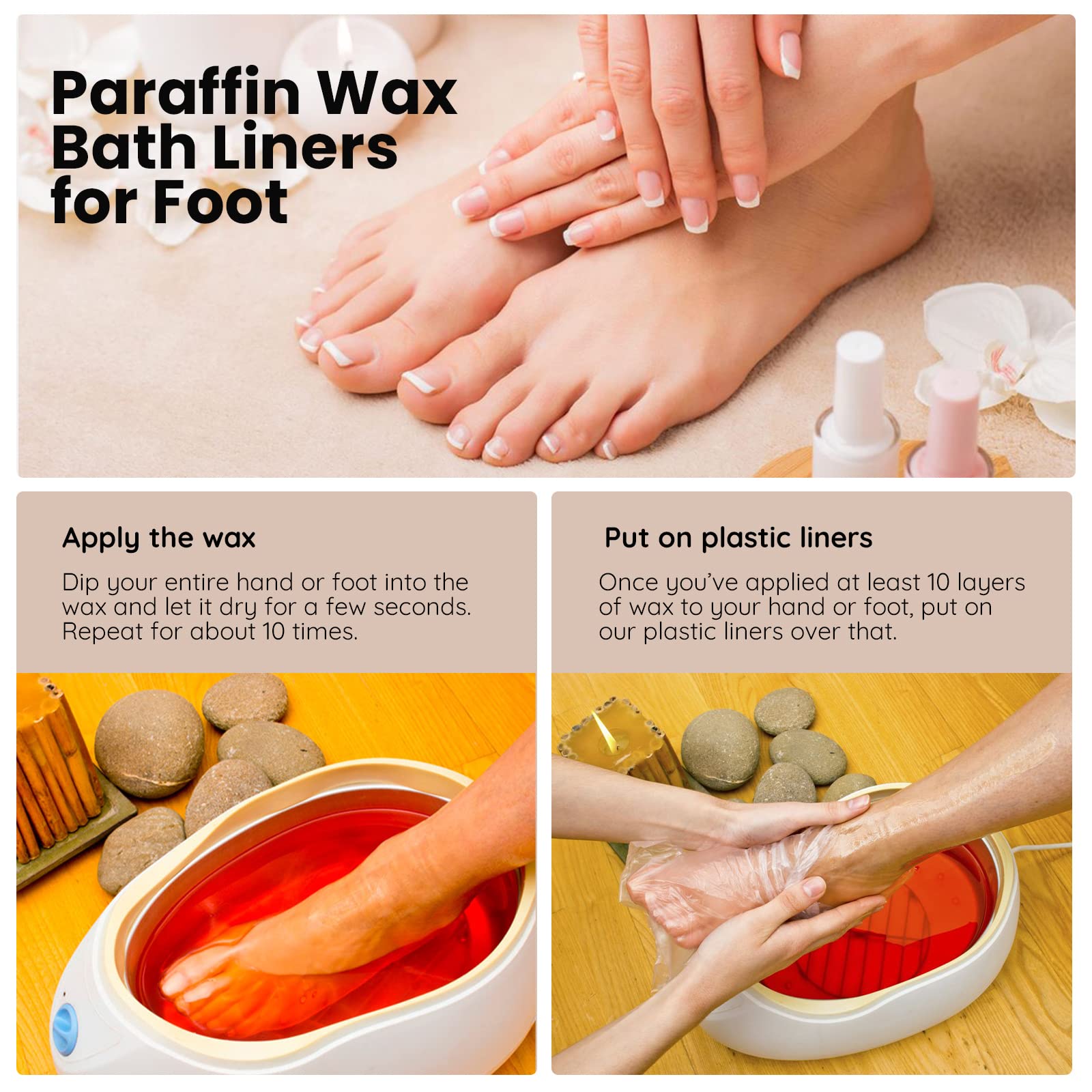 Segbeauty Paraffin Bath Liners For Foot, 400 Counts Plastic Foot Covers, Booties For Feet Thermal Foot Liners, Foot Bags With 40