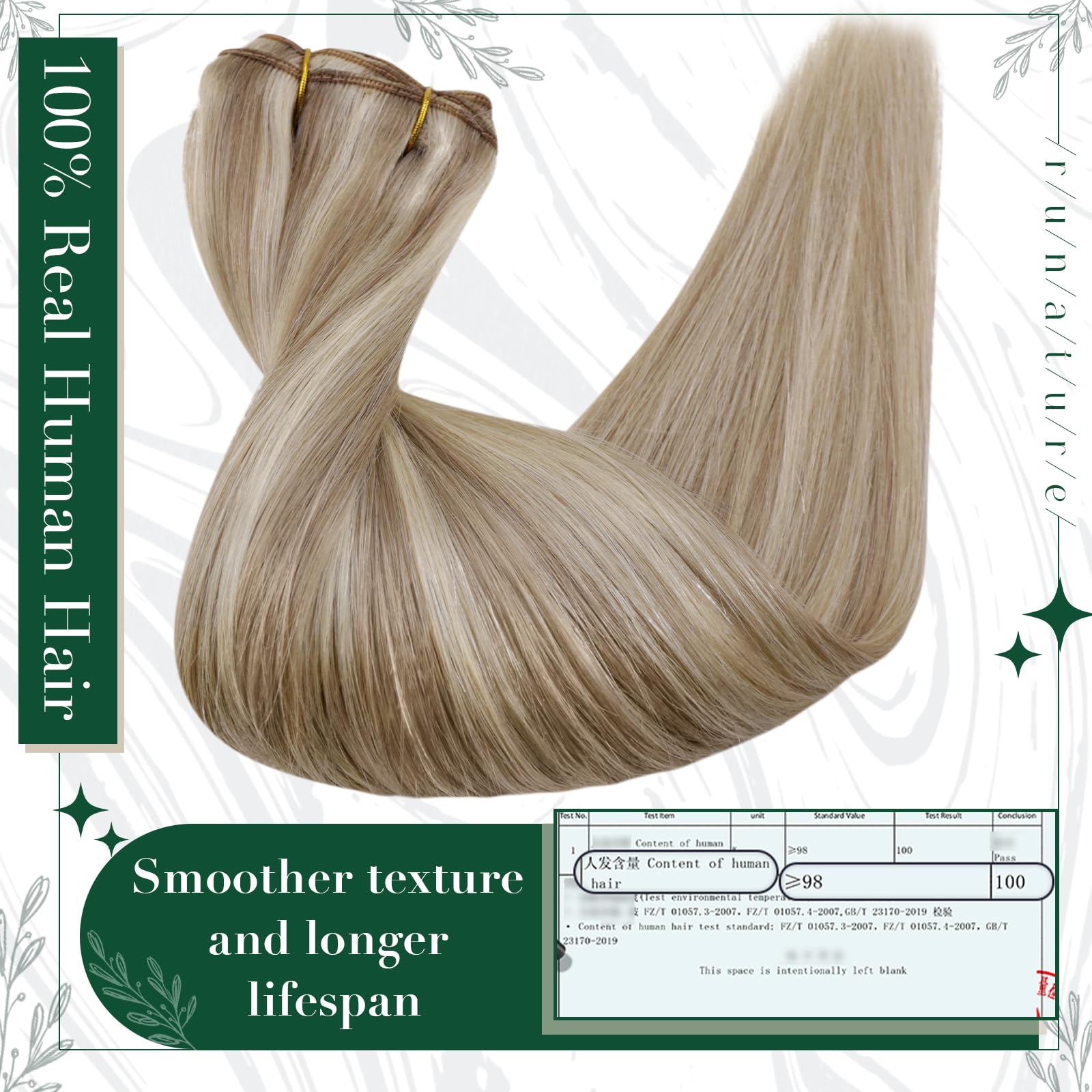 Runature Clip In Hair Extensions Human Hair Highlight Brown With Blonde Human Hair Clip In Extensions For Women Double Weft Remy