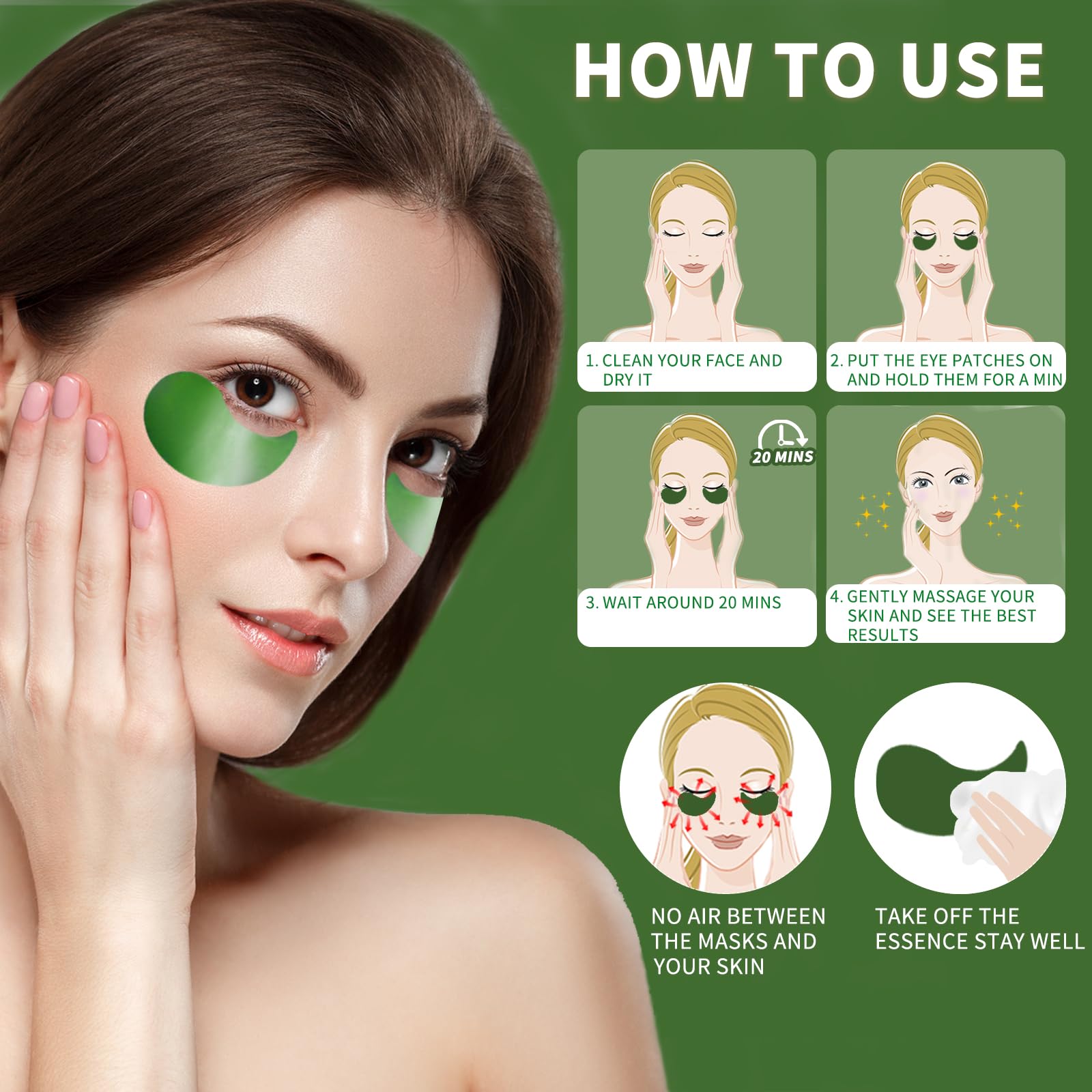Qyiywim Under Eye Patches 70Pcs, Green Tea Eye Patches For Puffy Eyes Treatment, Under Eye Masks For Dark Circles And Puffiness,