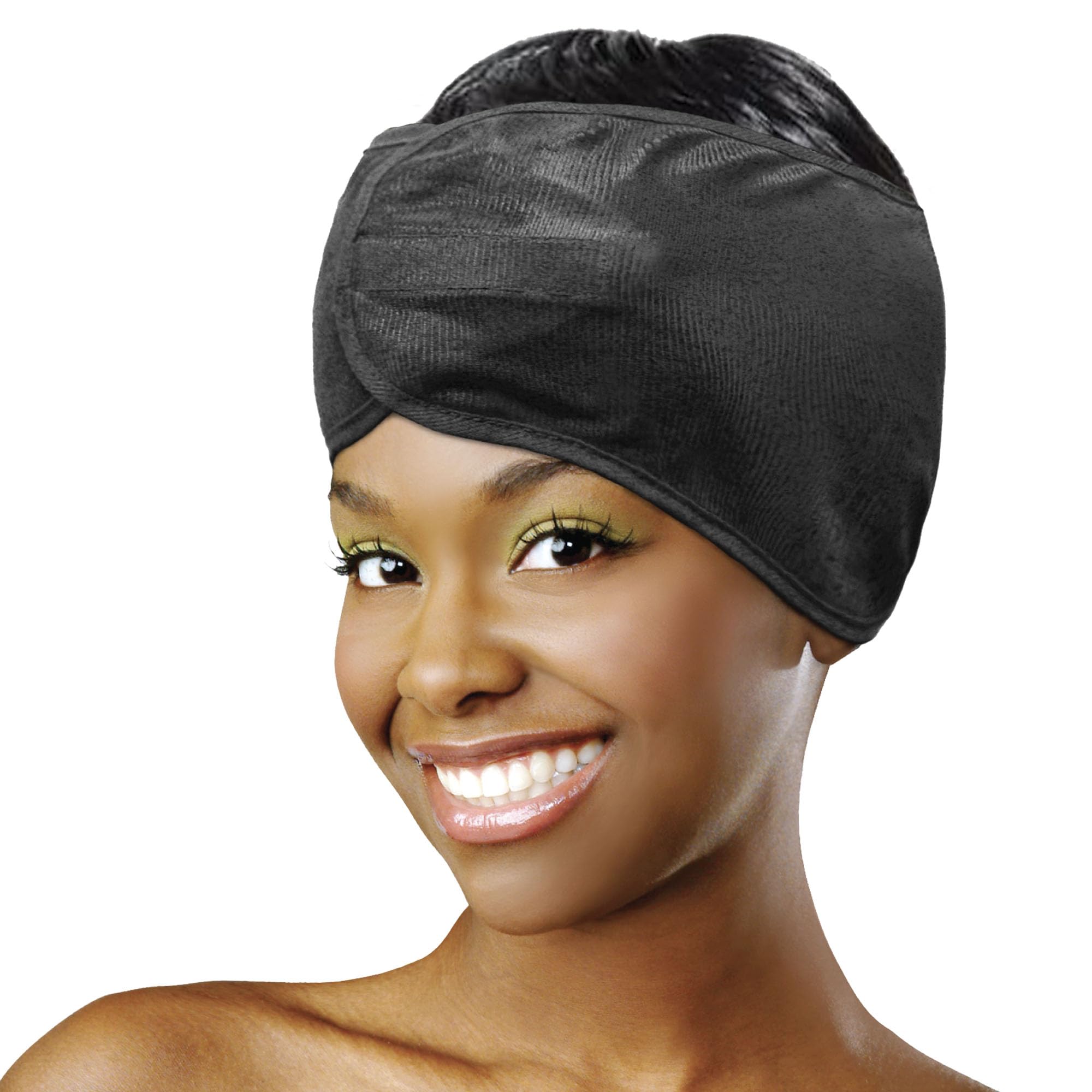 DONNA Premium Satin Hair Wrap for Sleeping - Black Silk Headband, One Size, Smooth Head Wrap for Women, 1pc