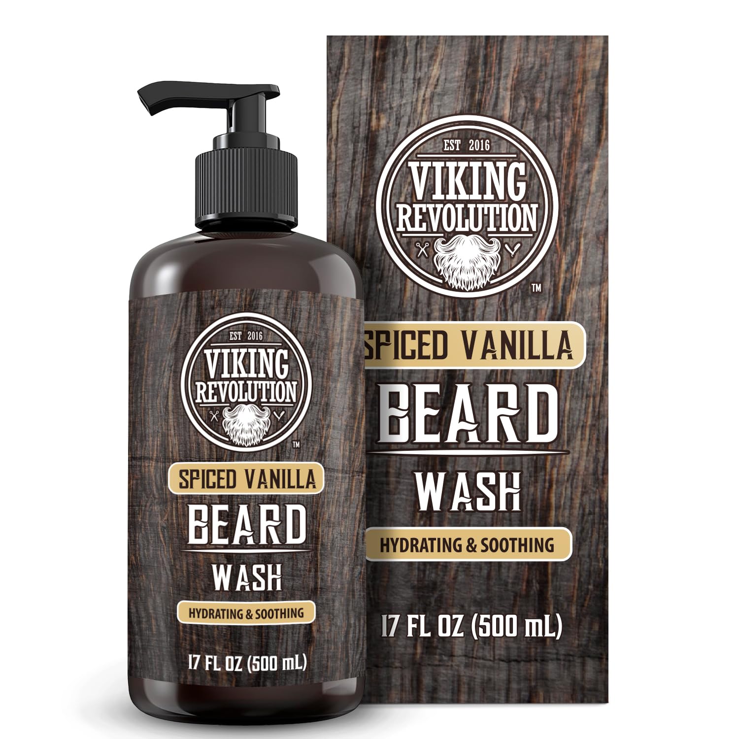 Viking Revolution Spiced Vanilla Beard Wash For Men With Argan Oil And Jojoba Oil - Beard Softener And Strengthener Beard Shampo