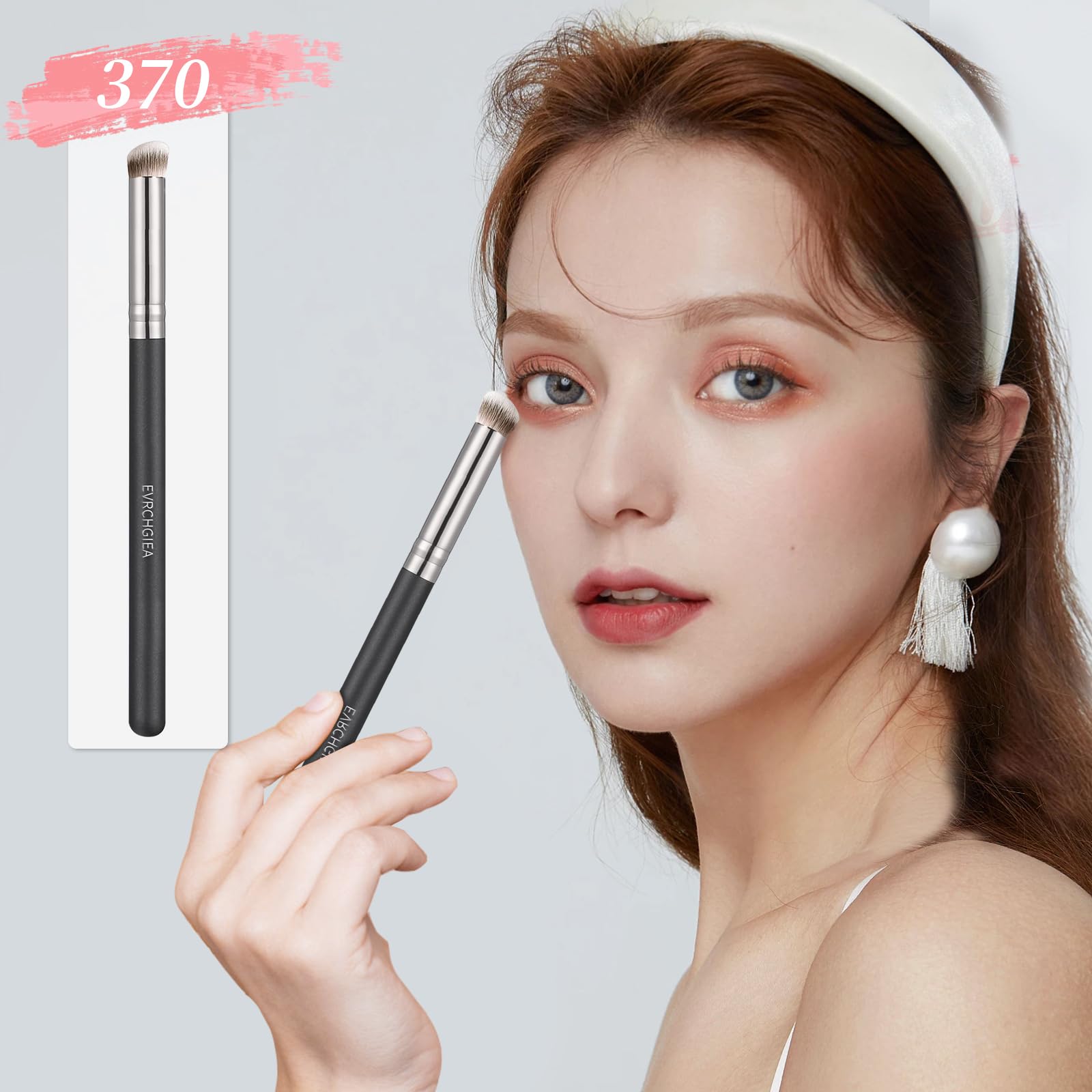 EVRCHGIEA Angled Flat Concealer Brush Set - 2pcs Dense Under Eye & Nose Contour Brushes for Liquid Foundation, Cream, & Powder Blending