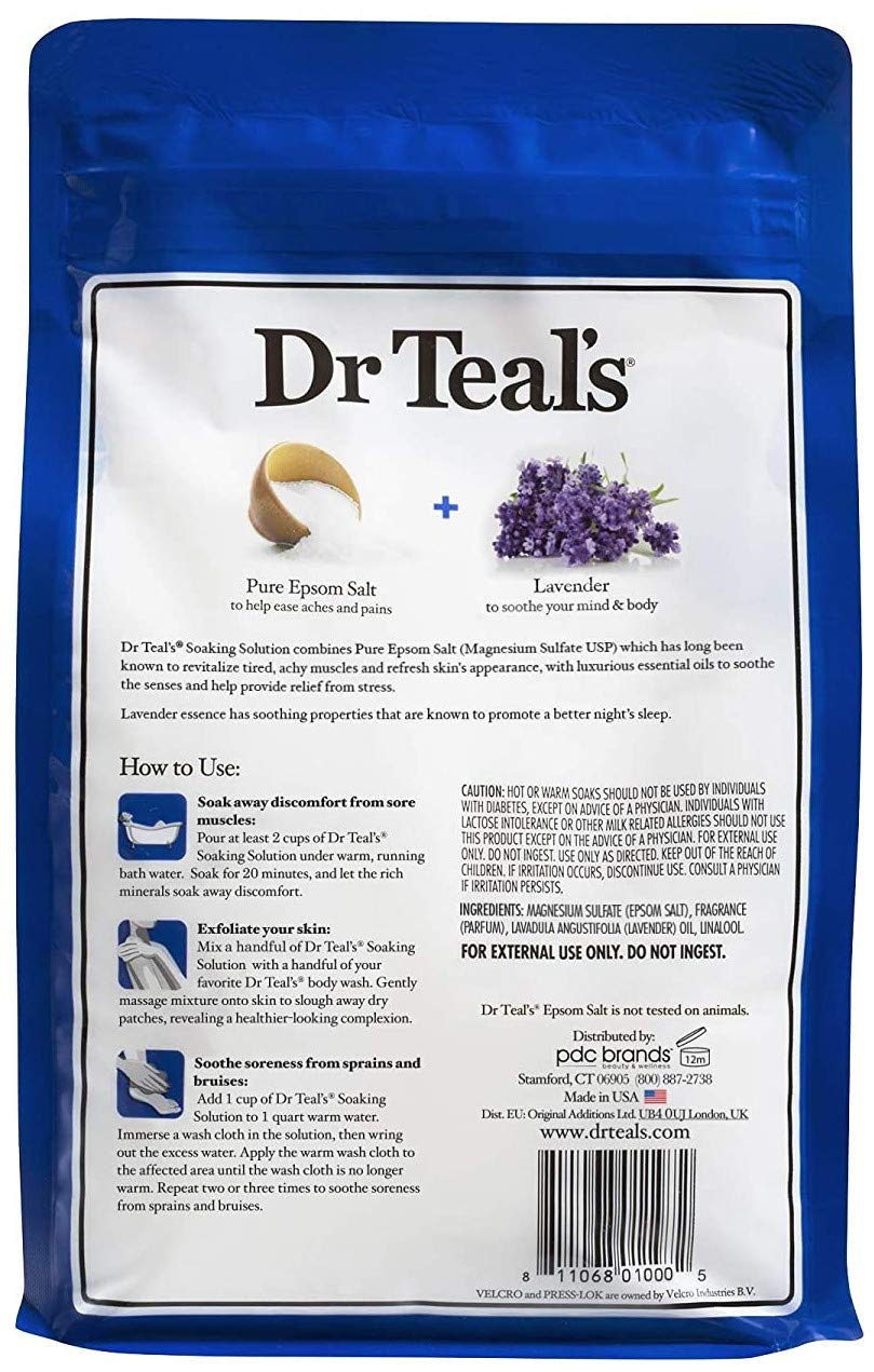 Dr Teal'S Epsom Salt Bath Combo Pack (6 Lbs Total), Soothe & Sleep With Lavender, And Wellness Therapy With Rosemary And Mint