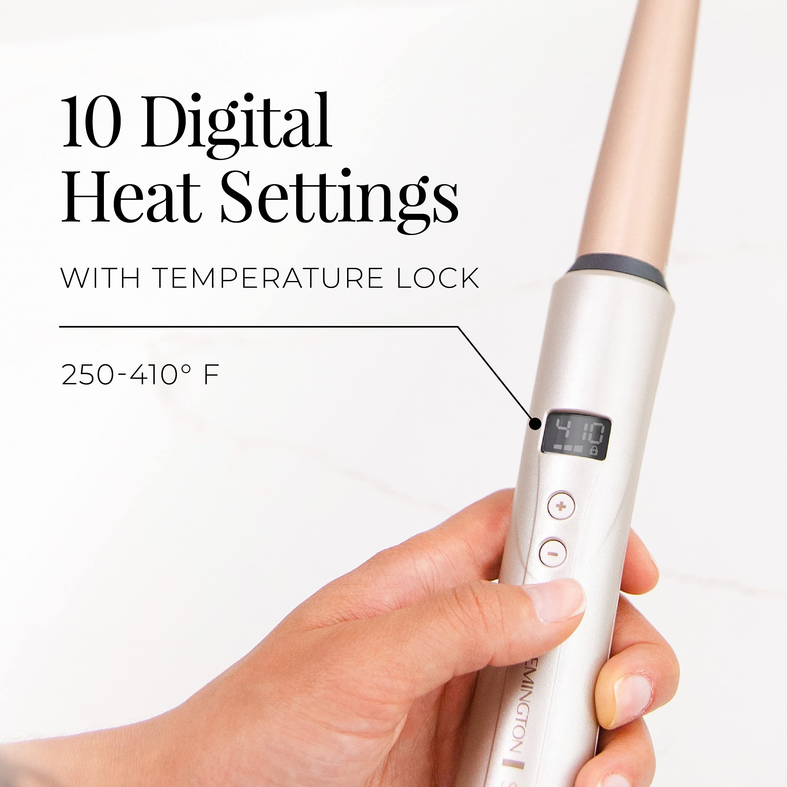 Remington Shine Therapy Argan Oil & Keratin Infused -1 Inch Tapered Curling Wand For Natural Curls, Includes Heat Glove