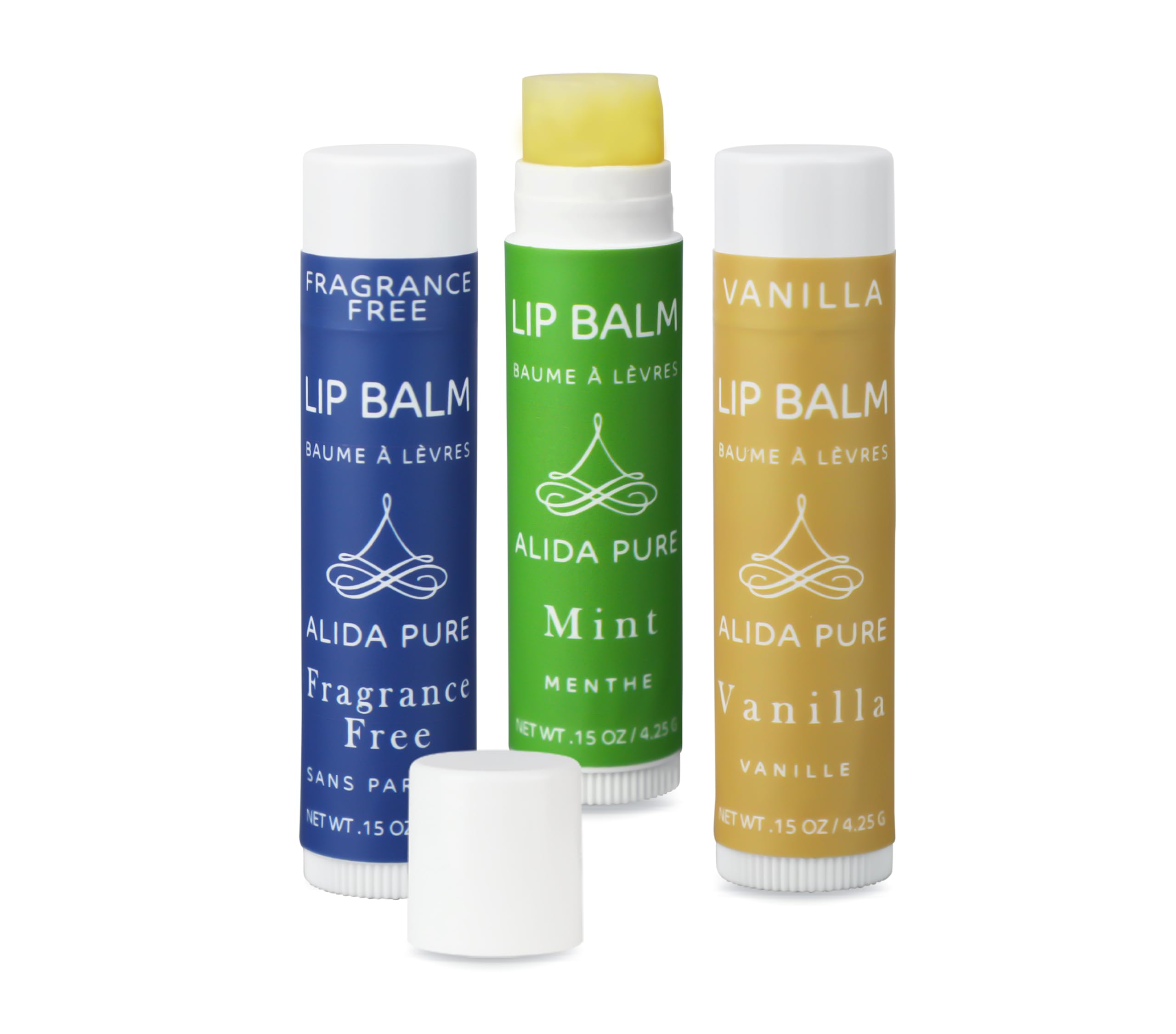 ALIDA PURE Favorites Lip Balm Collection, Vegan Lip Balm Set, Bees Wax Free, Coconut Oil Free, Avocado Oil, Organic Jojoba Oil, 