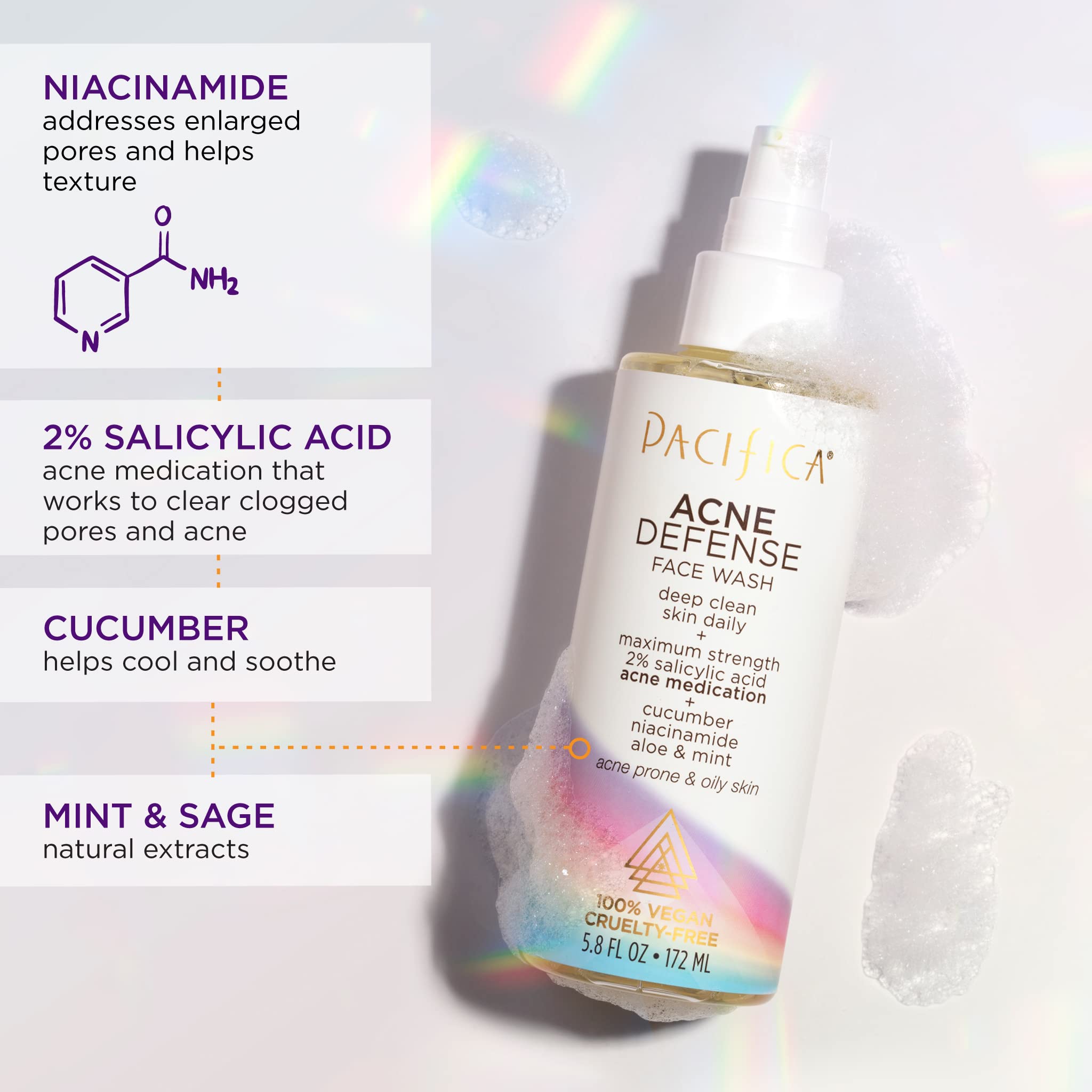 Pacifica Acne Defense Face Wash Unisex 5.8 Oz