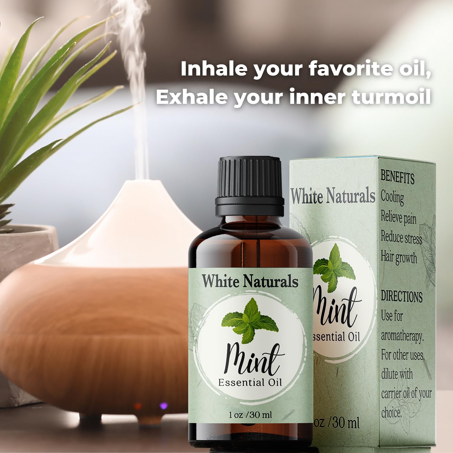 Organic Mint Essential Oil, Refreshes & Energizes The Spirit And Body, 100% Pure Natural Mint Oil For Diffuser, Aromatherapy, Ha
